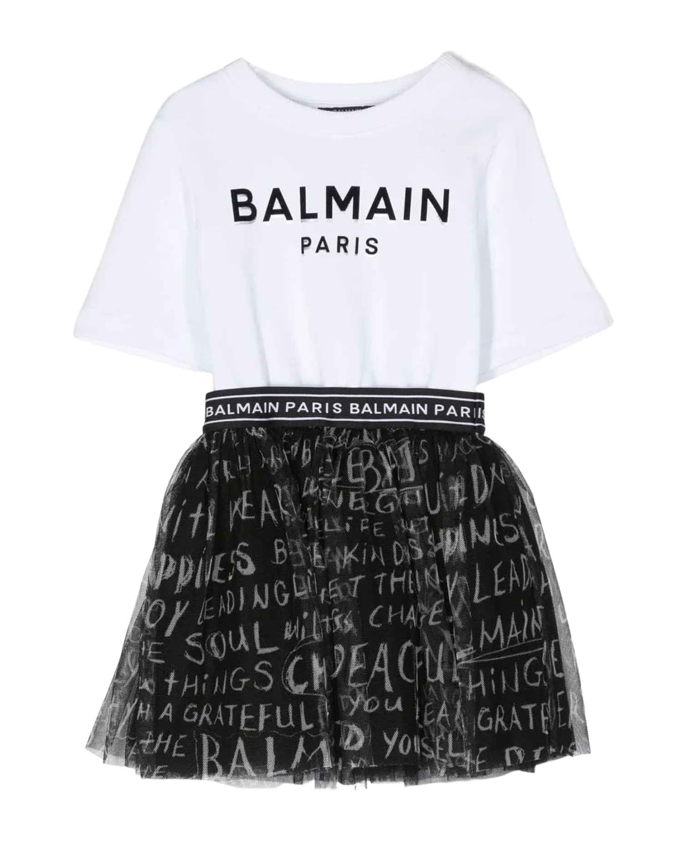 Balmain White/black Dress Girl - Bianco