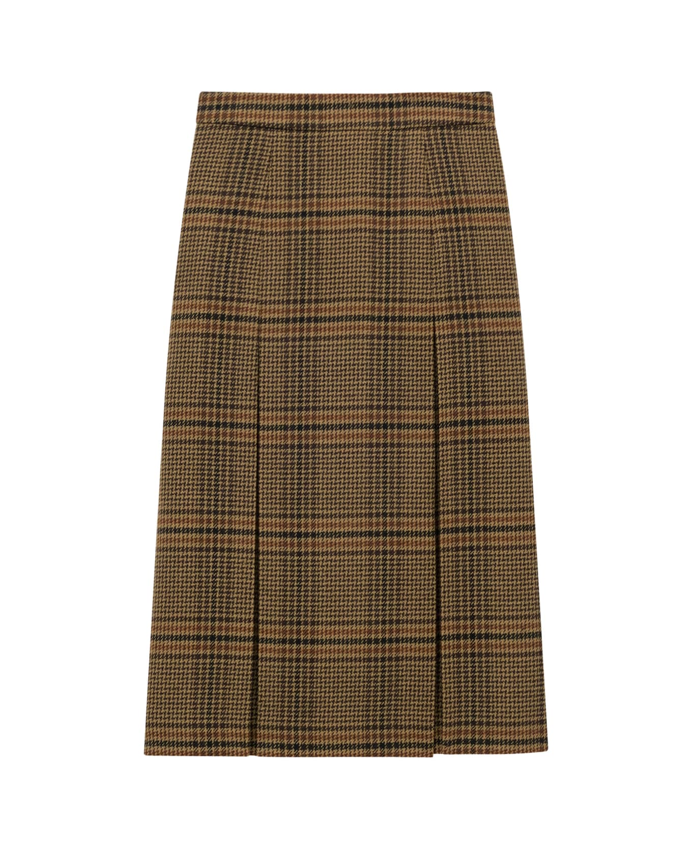 Saint Laurent Prince Of Wales Certified Virgin Wool Skirt - MARRON BEIGE ROUX
