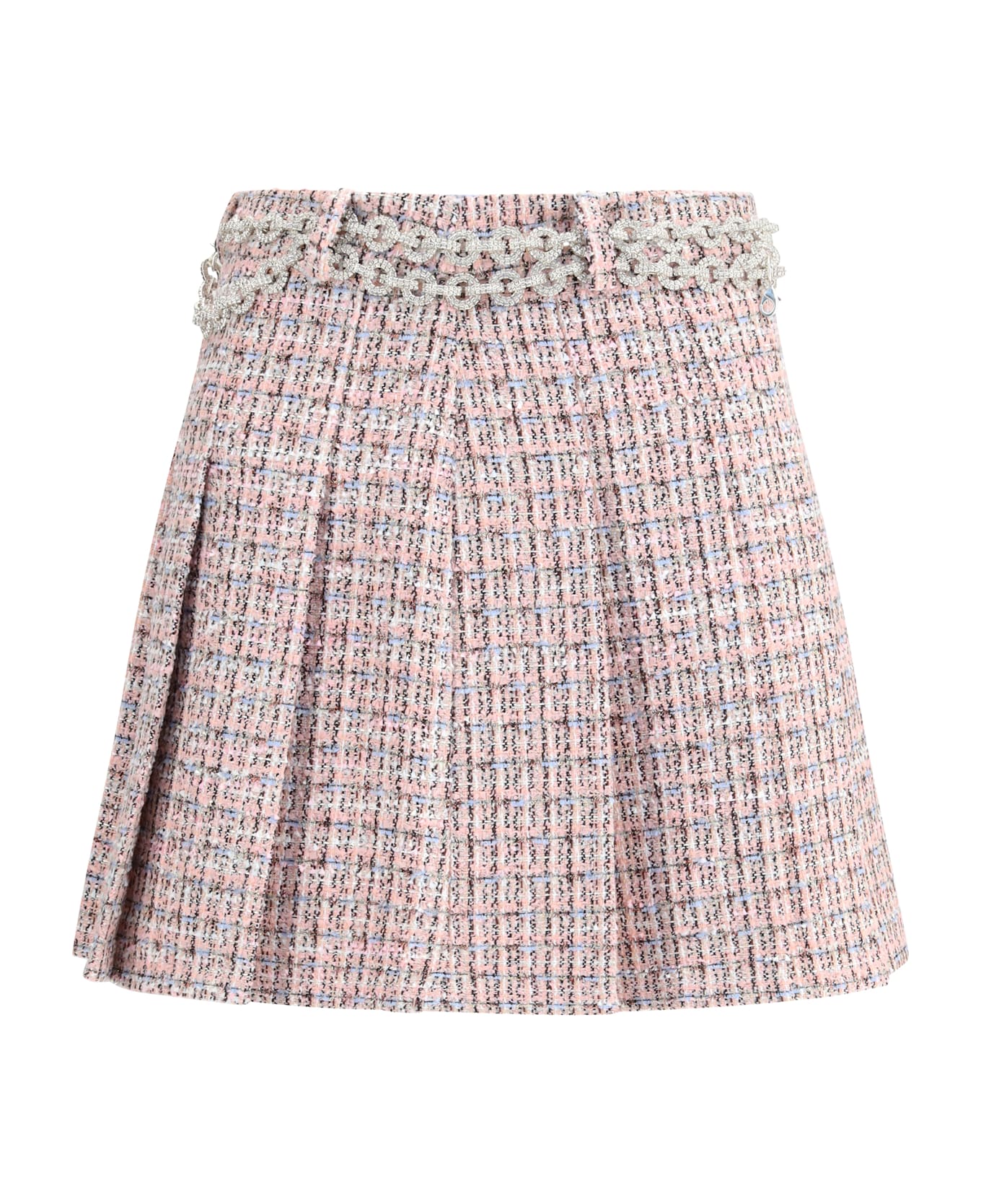 self-portrait Crystal Belted Miniskirt - PINK