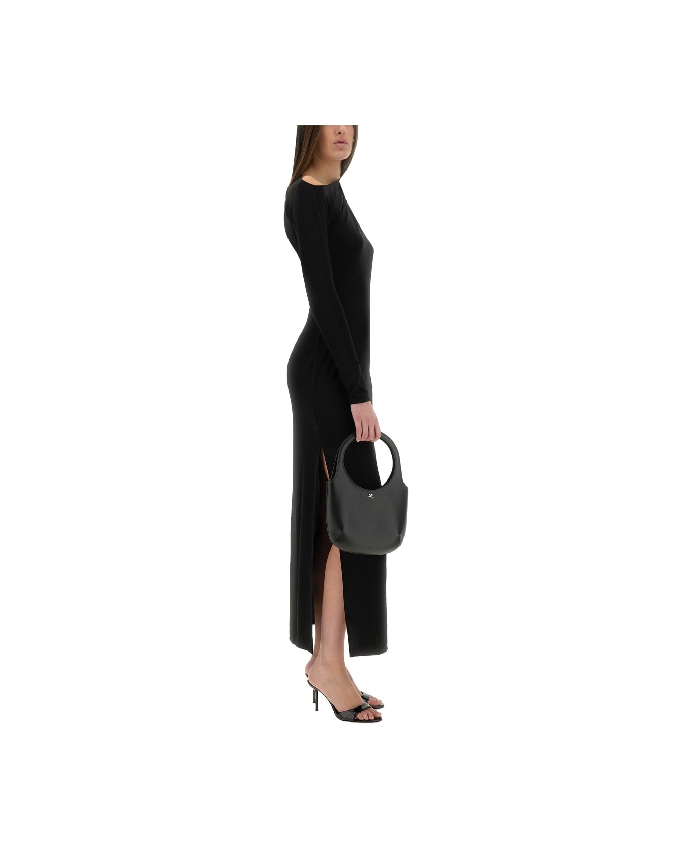 Courrèges Long One-shoulder Dress - BLACK