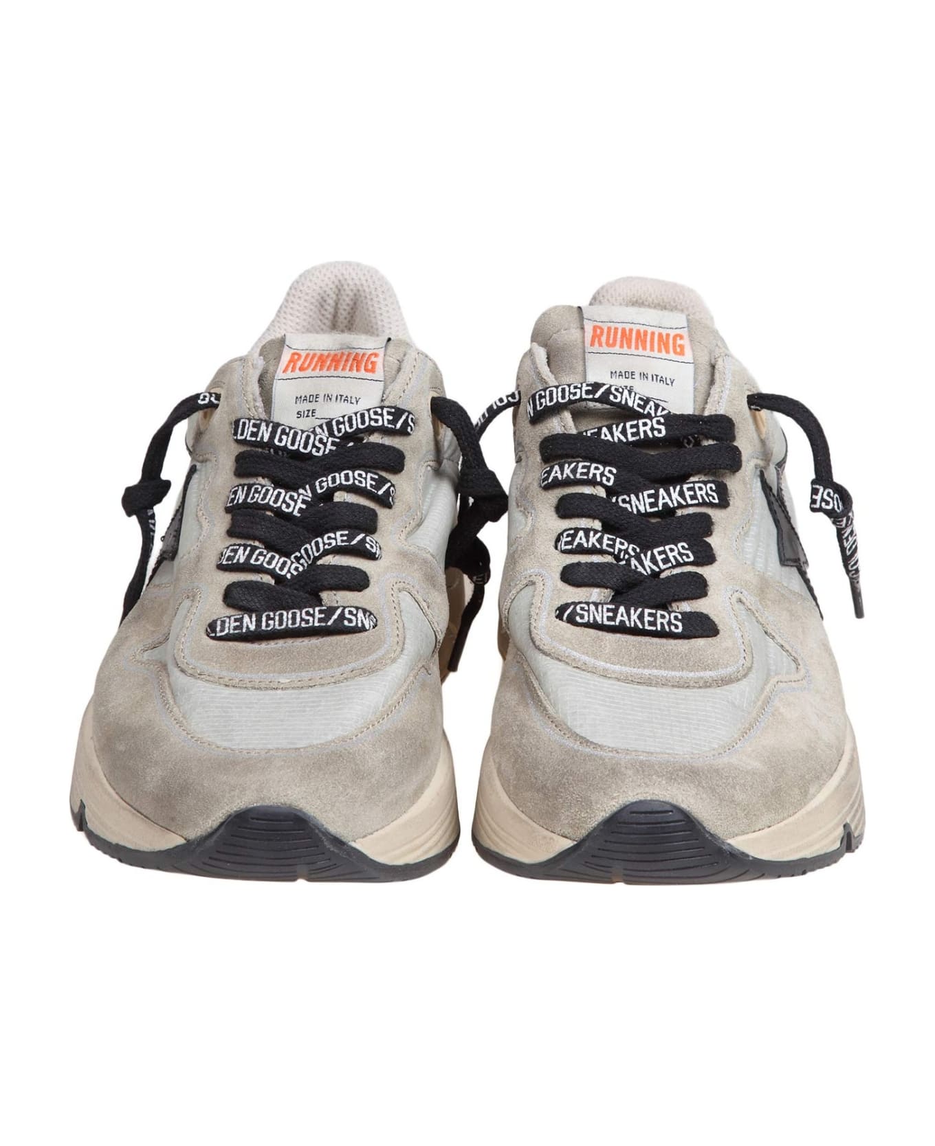 Golden Goose Running Sneakers In Nylon And Suede With Brown Glitter - Beige