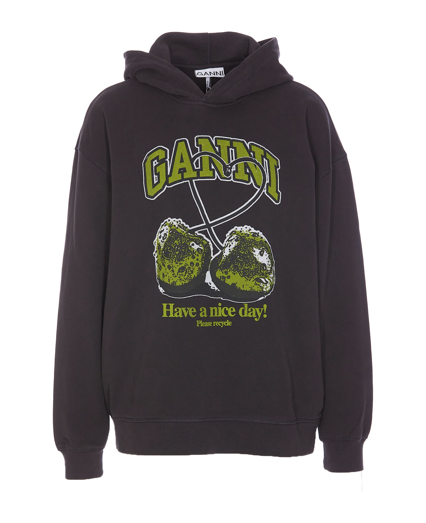 Ganni Isoli Cherries Oversize Sweatshirt - Black