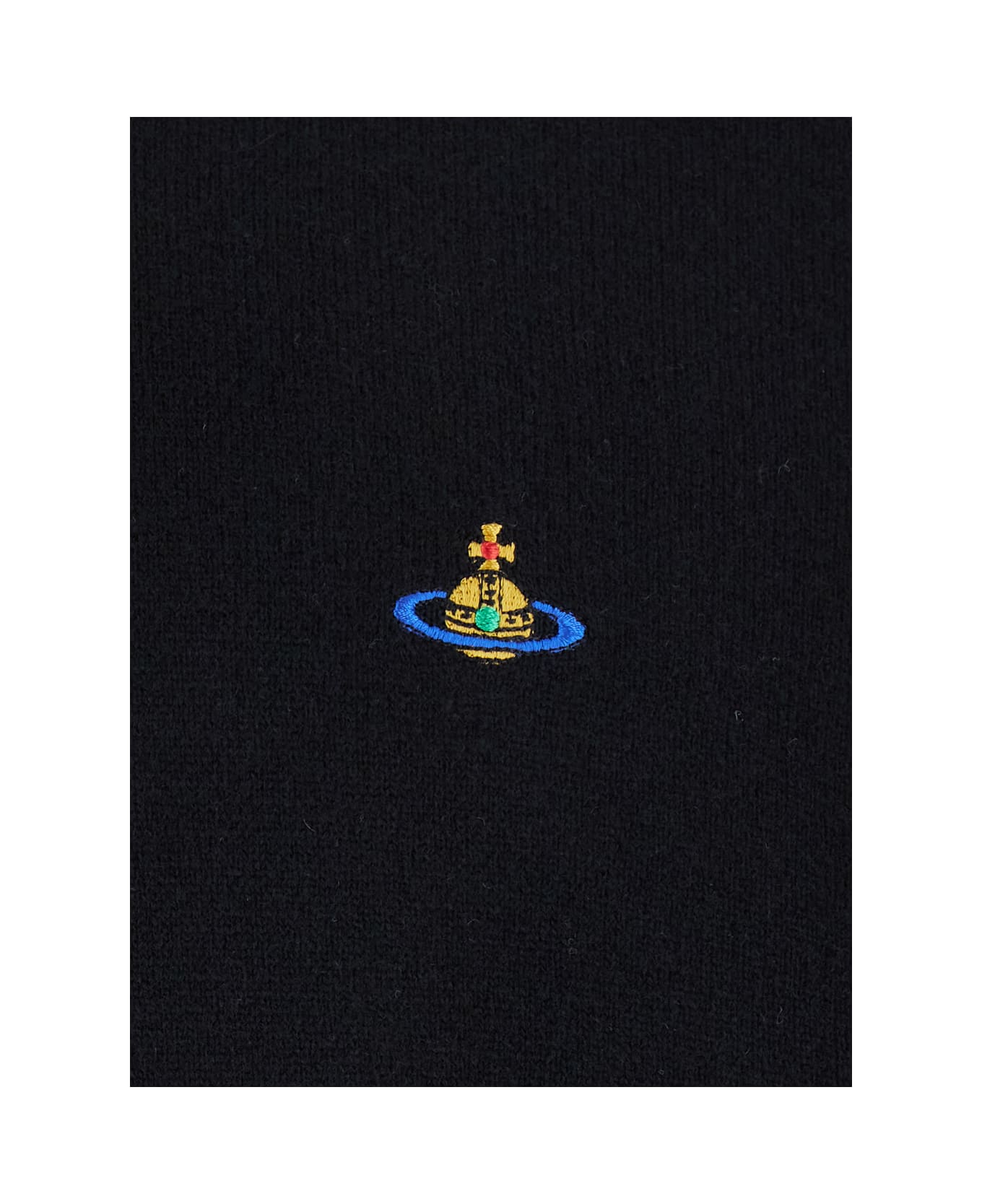 Vivienne Westwood 'alex' Black Crewneck Sweater With Orb Logo Detail On The Front In Wool And Cashmere Woman - Black