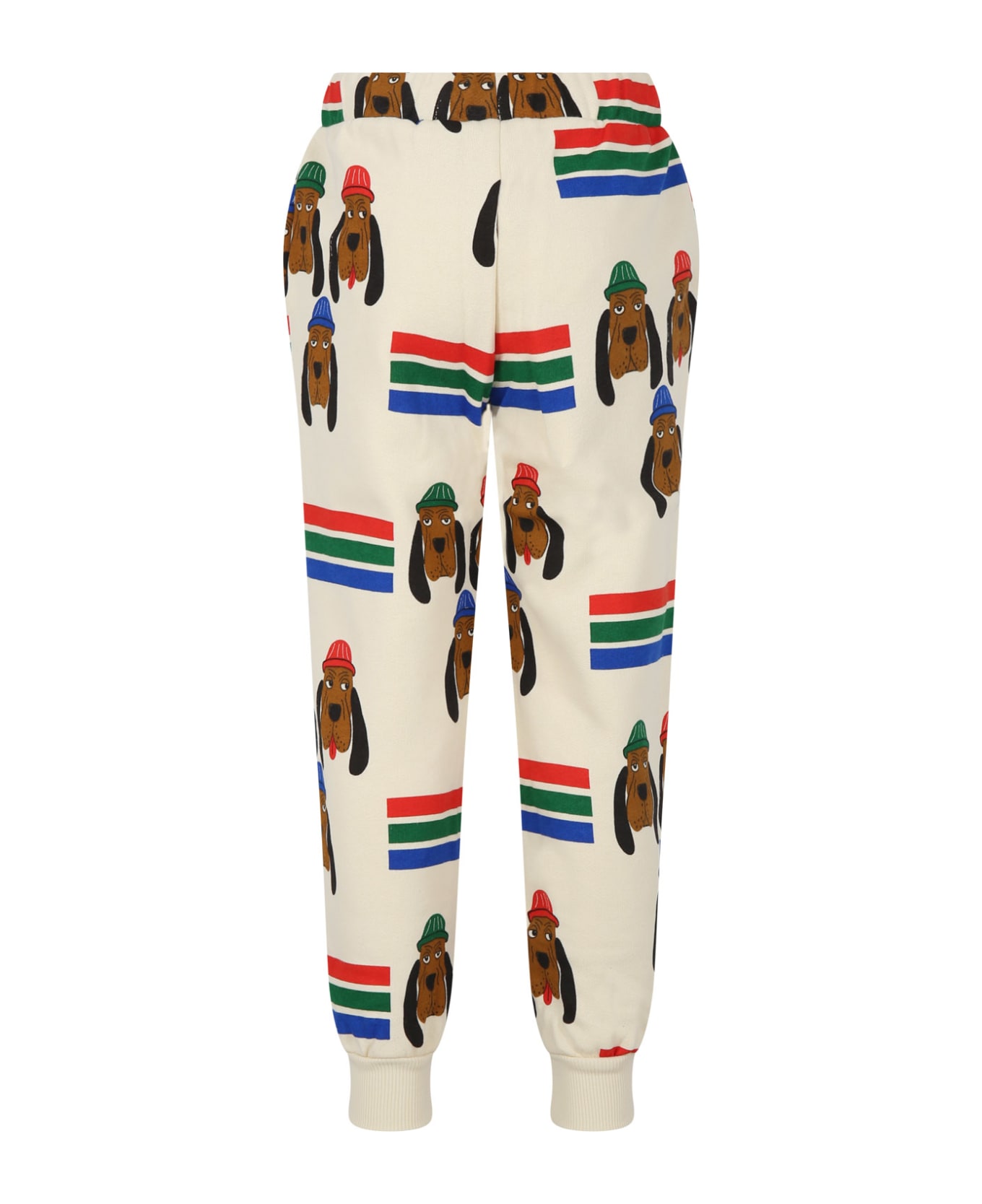 Mini Rodini Ivory Trousers For Kids With Dogs - Ivory ボトムス
