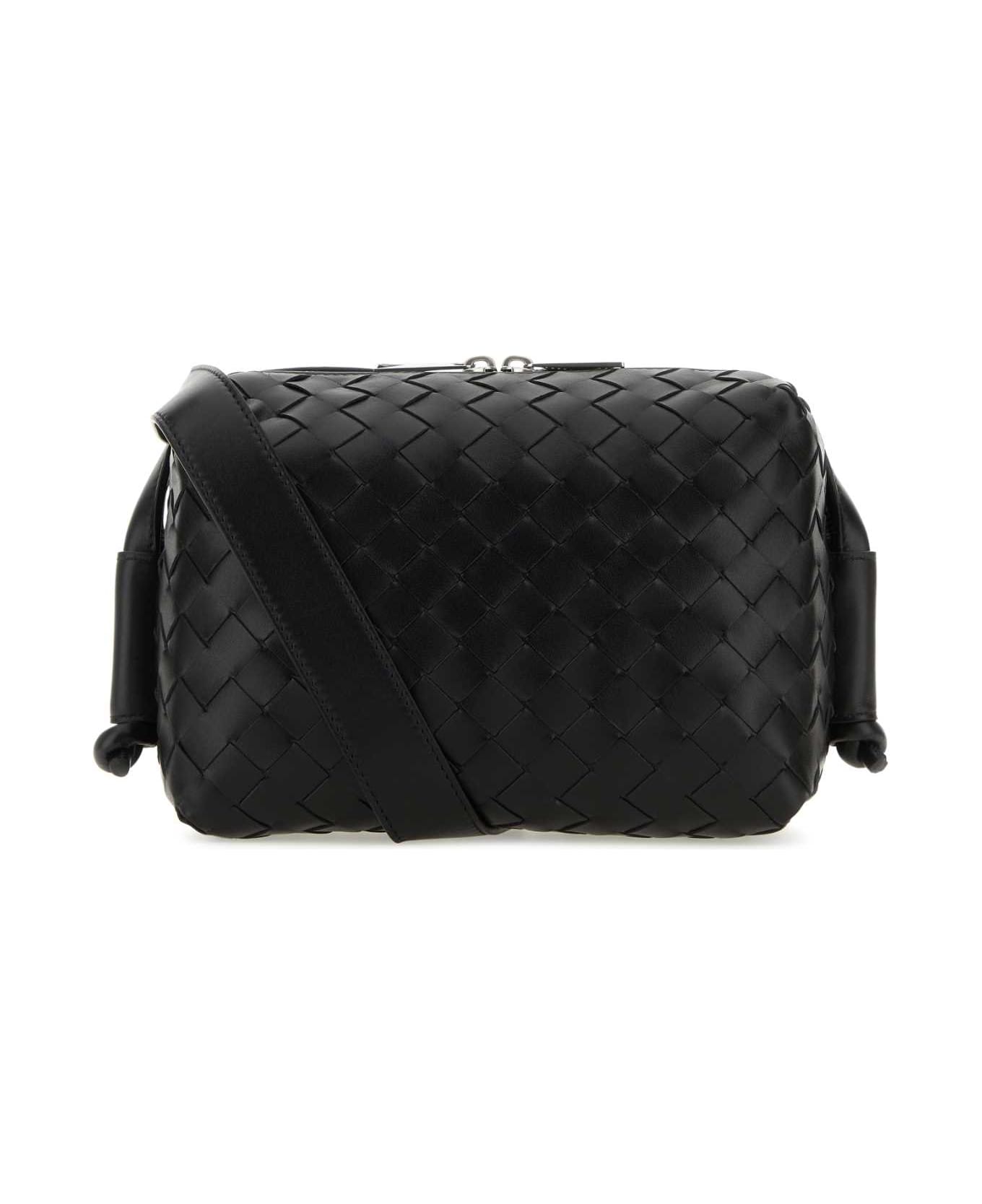 Bottega Veneta Black Leather Loop Crossbody Bag - BLACKSILVER