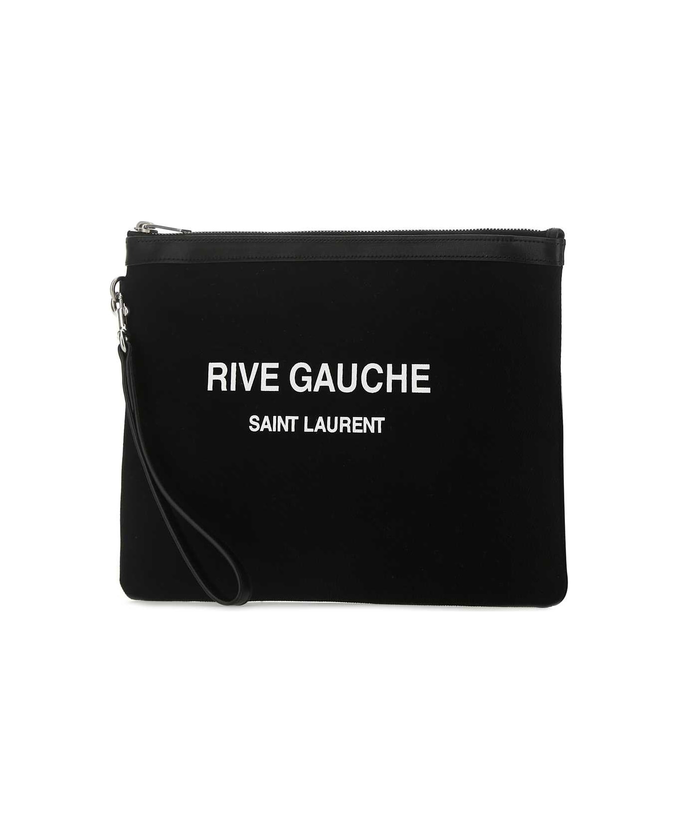 Saint Laurent Black Canvas Rive Gauche Clutch - 1070