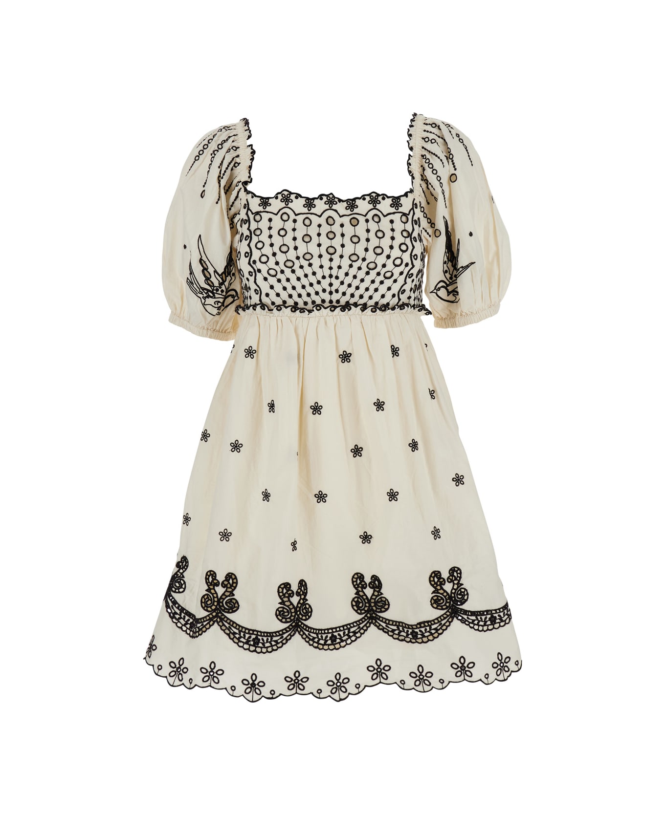 Sea New York 
kingsley
 White Dress With All-over Embroidery In Cotton Woman - White