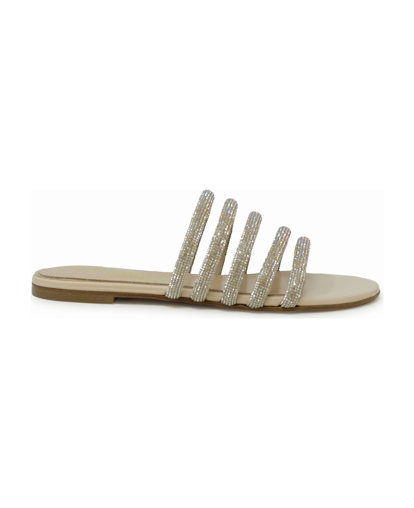 Ninalilou Leather Flat Sandal - CREAM