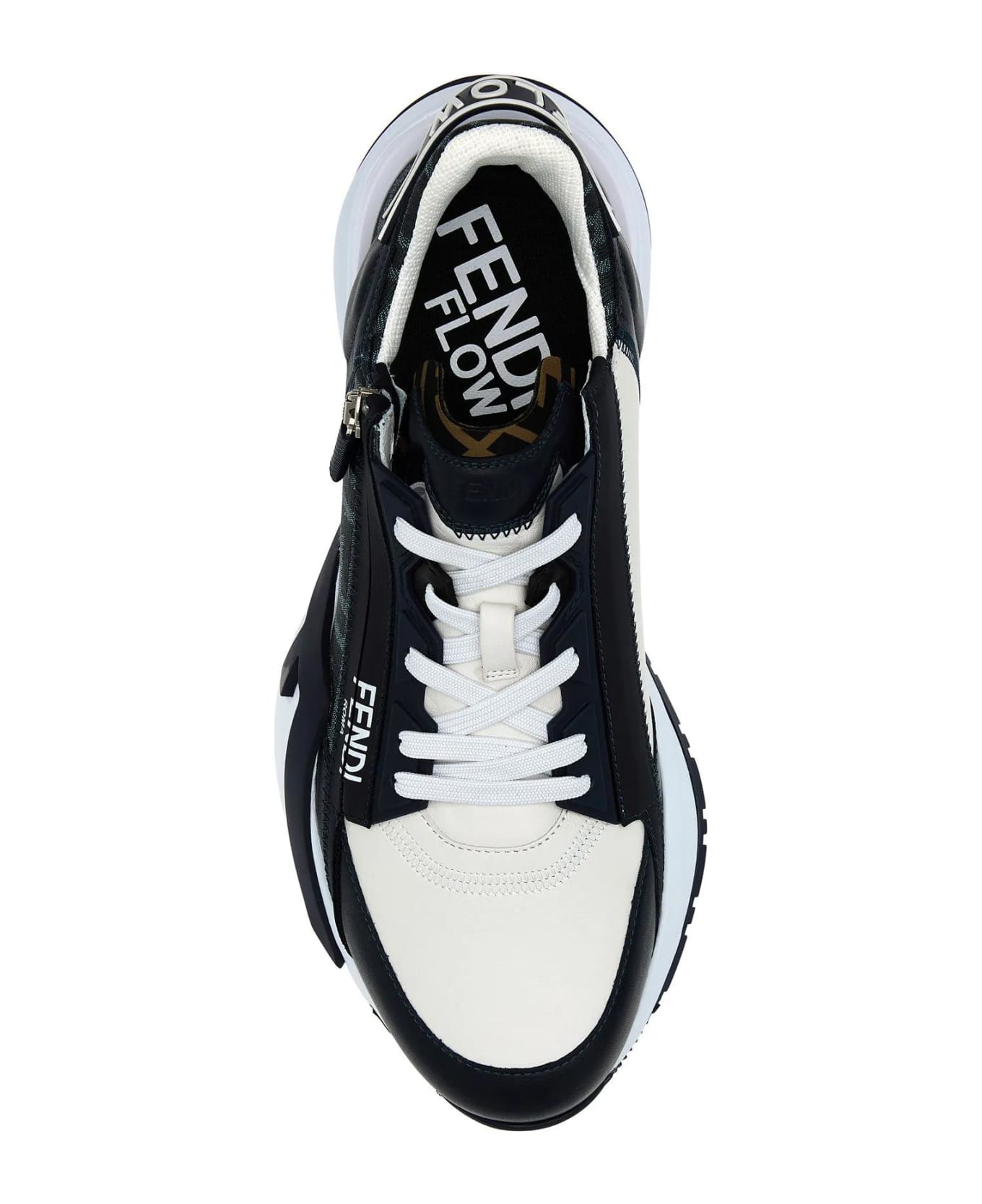 Fendi Multicolor Leather And Denim Flow Sneakers - Black