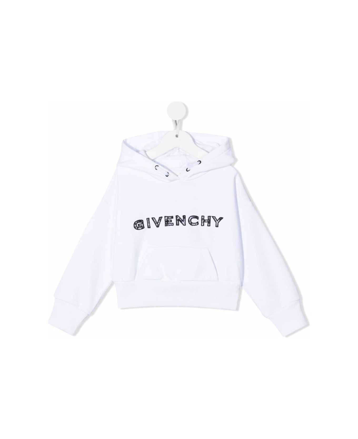 Givenchy Girl White Blend Cotton Hoodie With Embroidery Logo - White