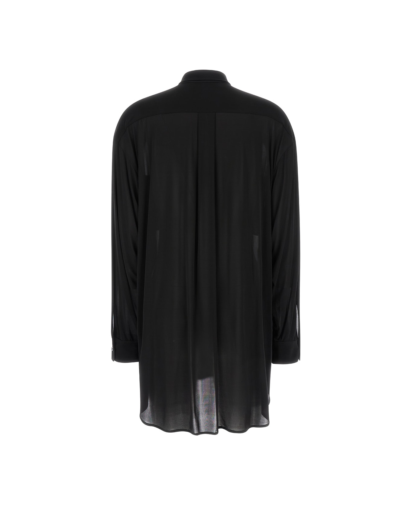 Philosophy di Lorenzo Serafini Oversized Black Shirt With Patch Pockets In Stretch Viscose Woman - Black