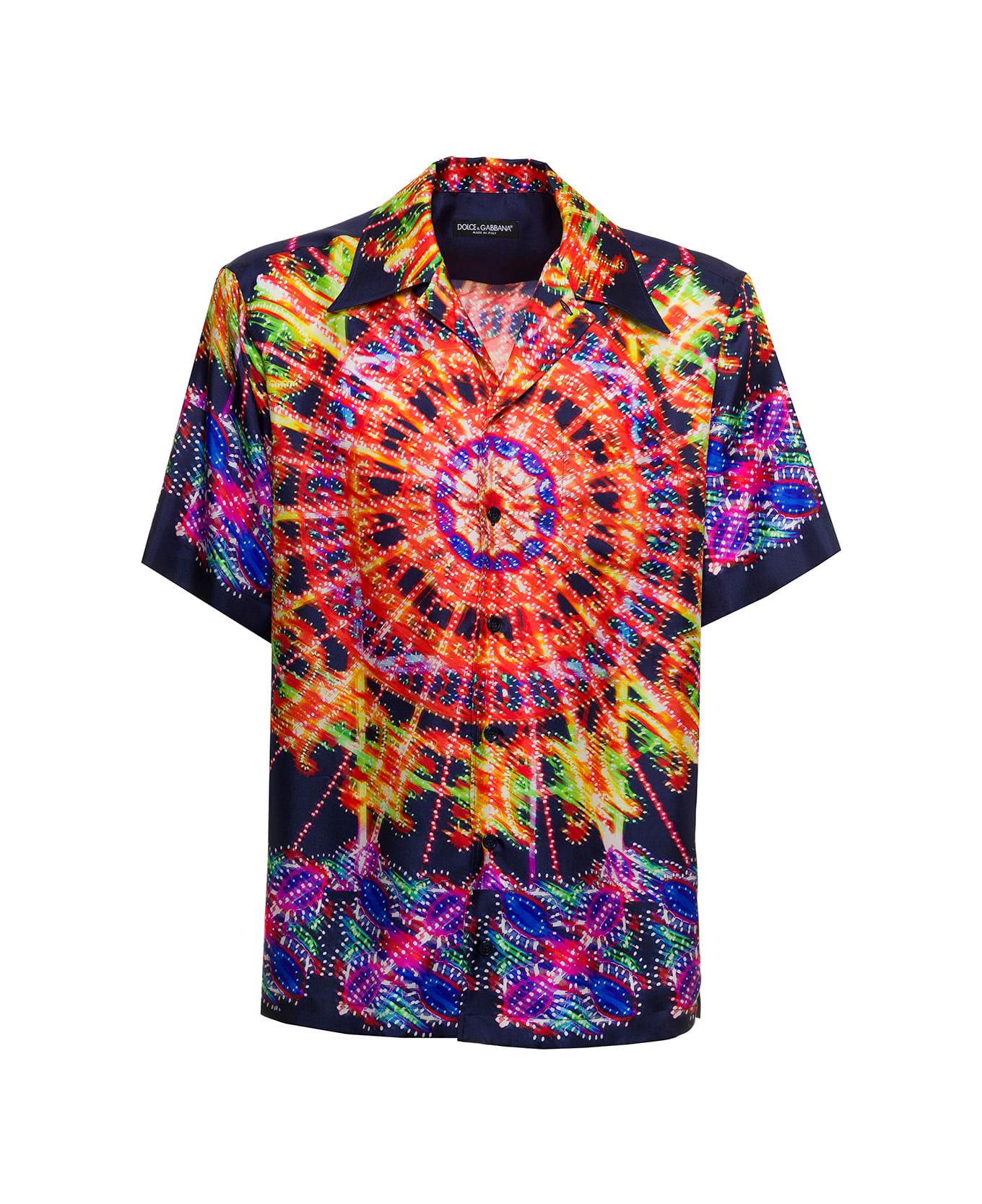 Dolce & Gabbana Hawaii Man's Silk Shirt With Luminarie Print - Multicolor