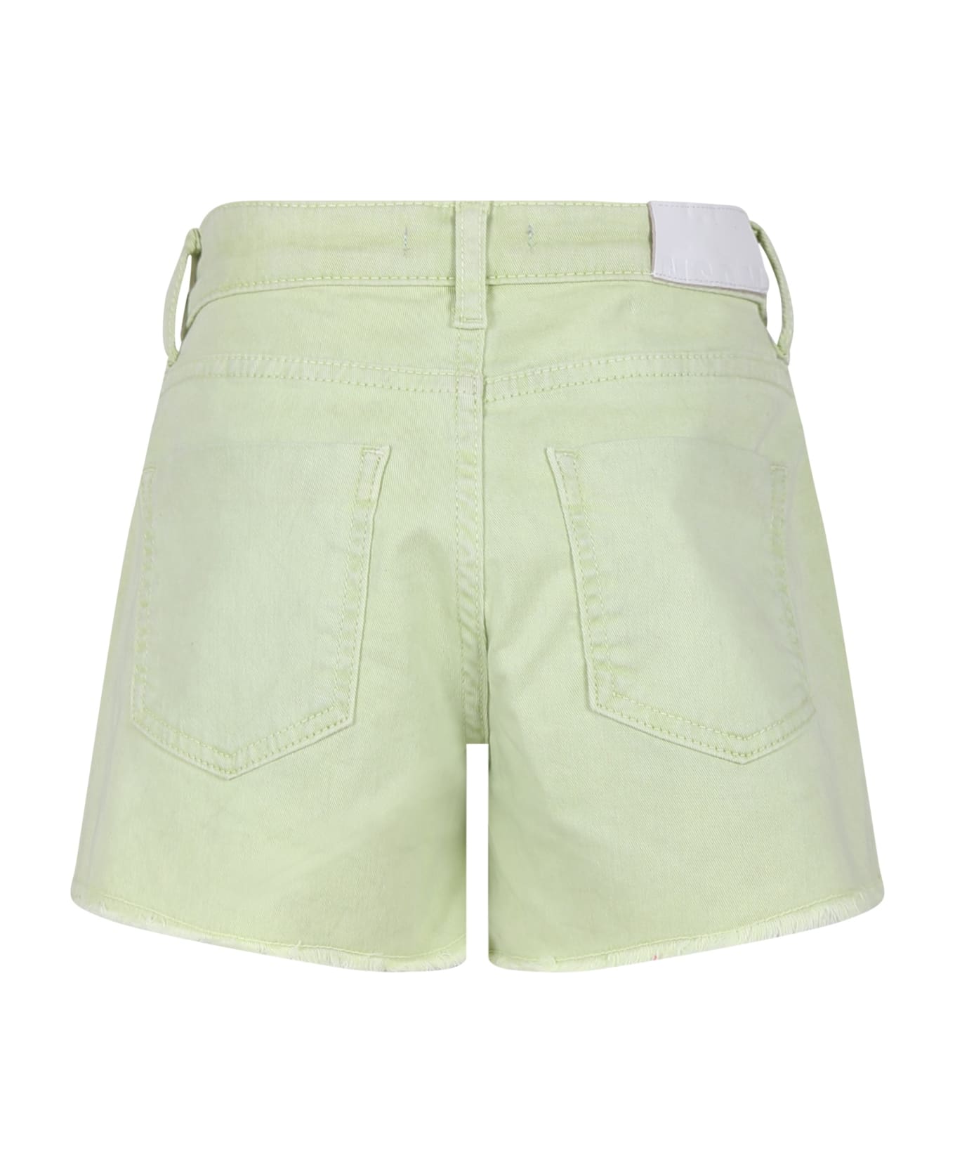 MSGM Green Short For Girl With Logo - Green