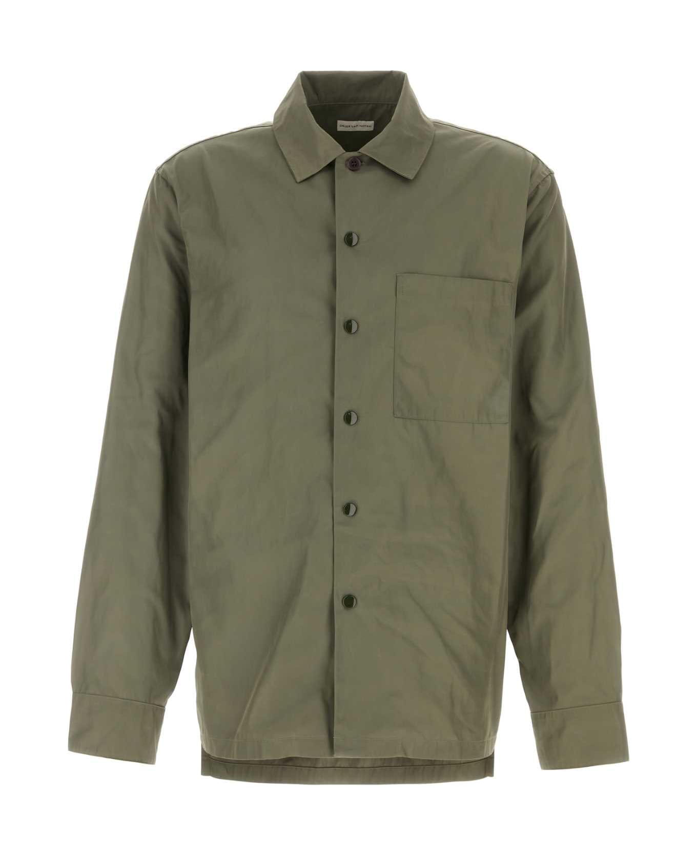 Dries Van Noten Army Green Polyester Cornish Shirt - KHAKI