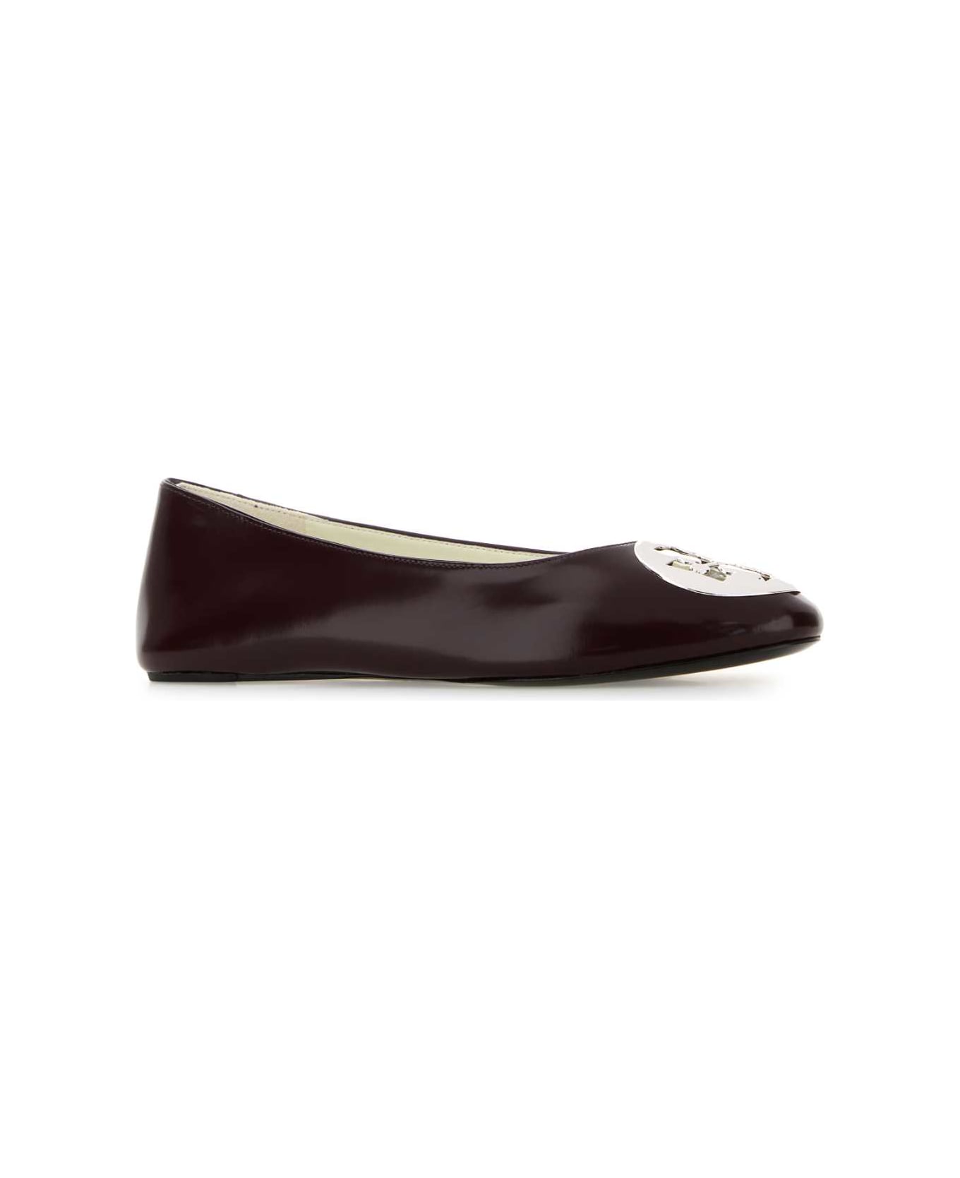 Tory Burch Burgundy Leather Reva Ballerinas - 600