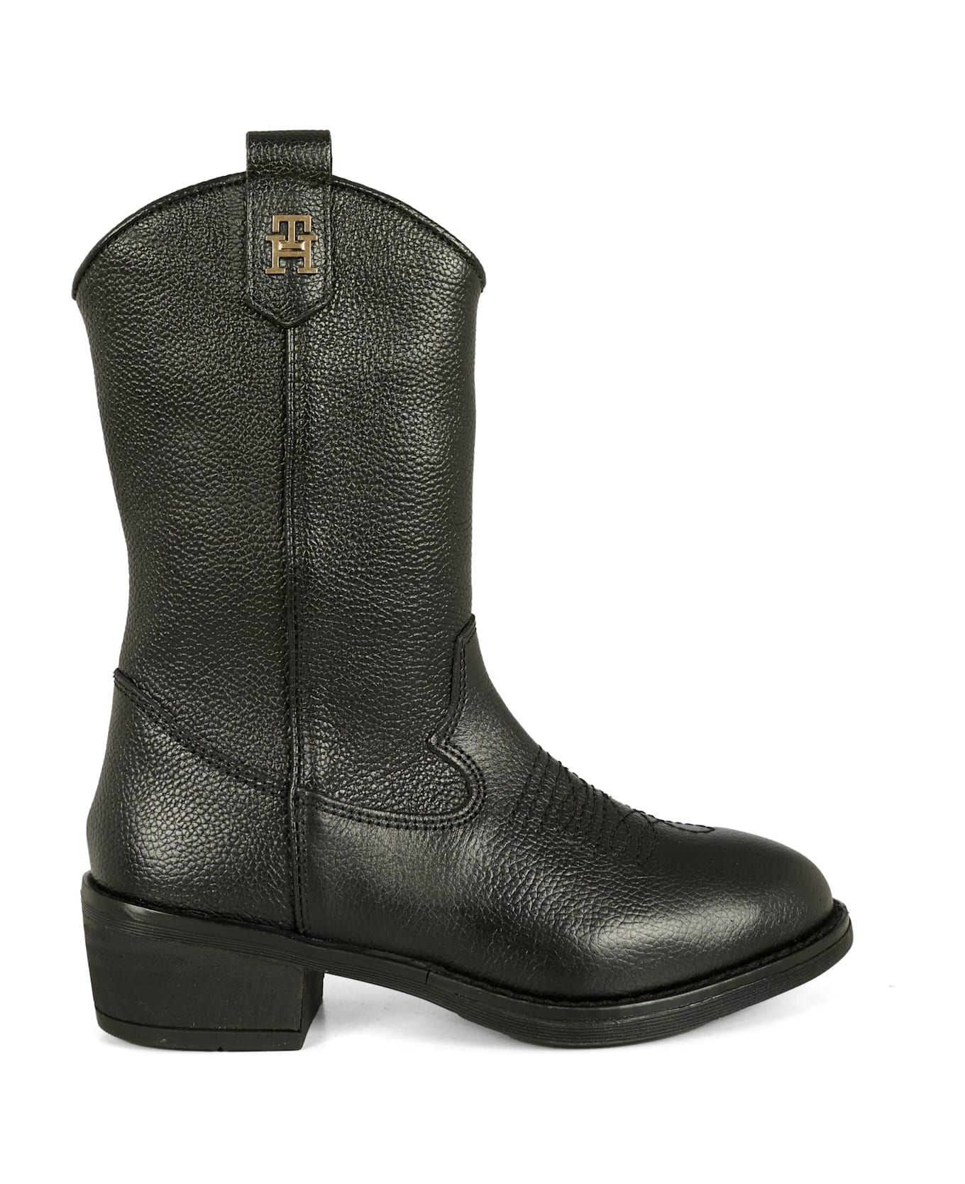 Tommy Hilfiger Black Boots For Girl With Logo - Black
