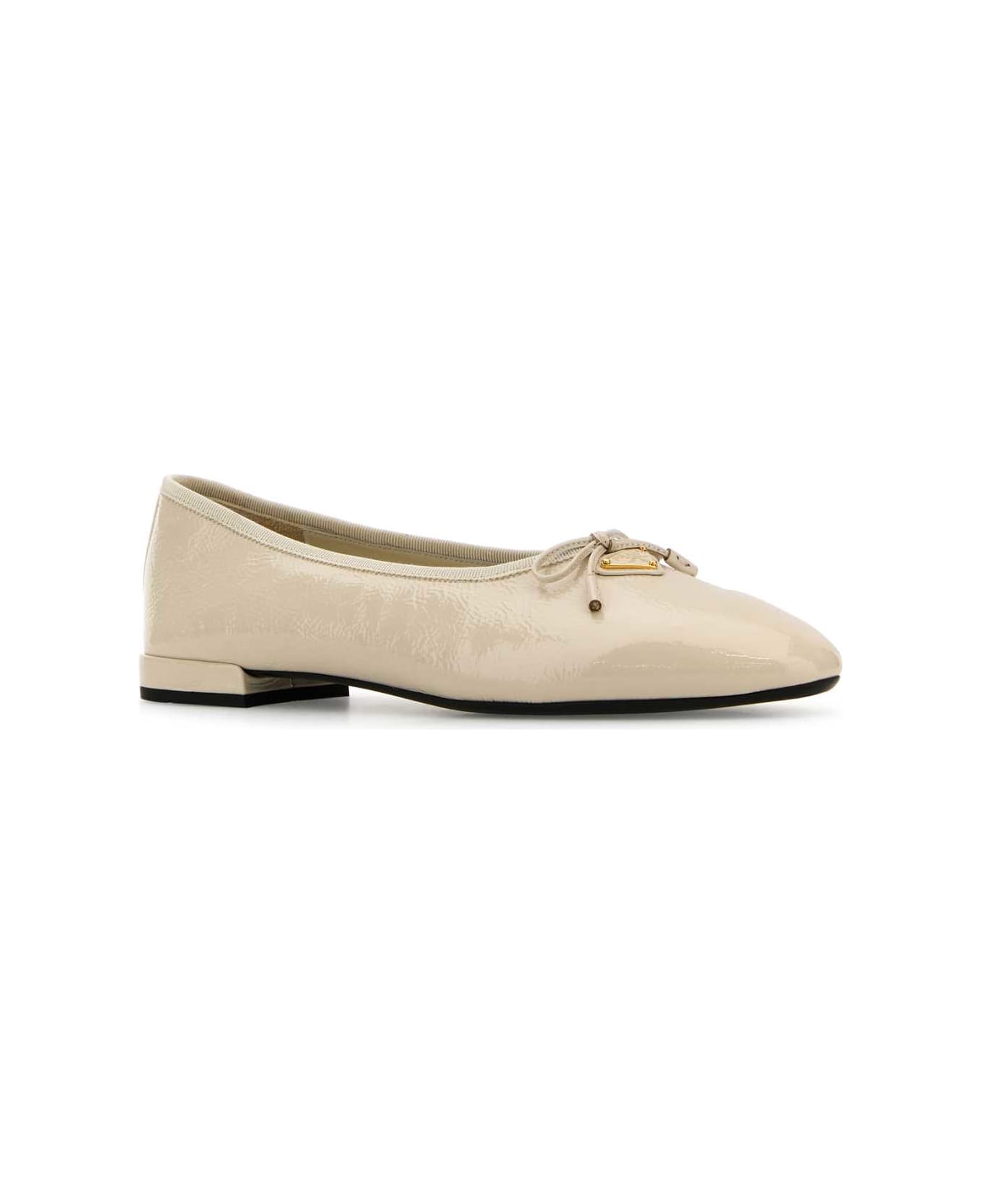 Prada Ivory Leather Ballerinas - AVORIO
