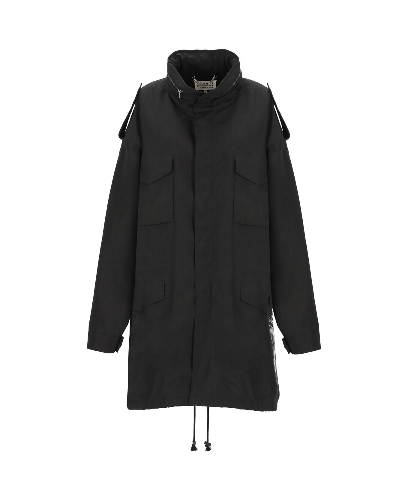 Maison Margiela High-neck Oversized Logo Raincoat - Black コート