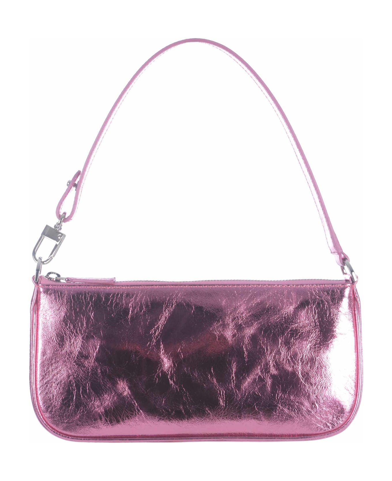 BY FAR Shoulder Bag By Far "rachel Medium" In Metallic Leather - Rosa
