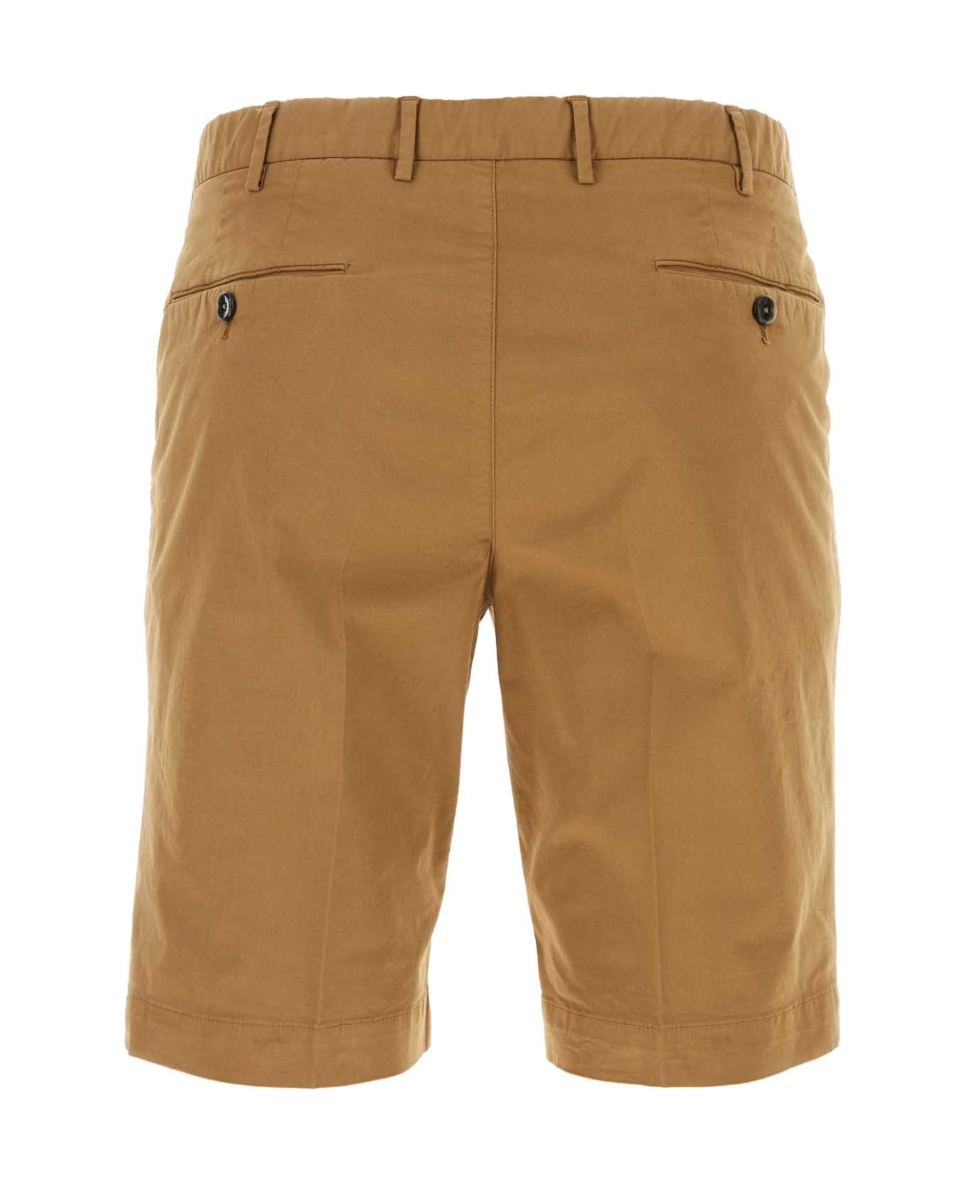 PT Torino Camel Stretch Cotton Bermuda Shorts - MARRONE