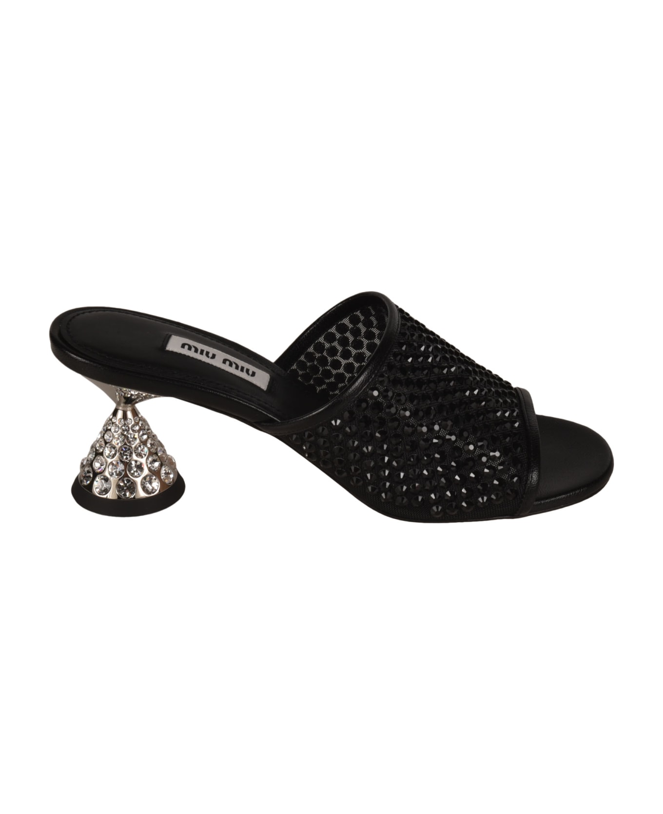 Miu Miu Embellished Heel Sandals - Black
