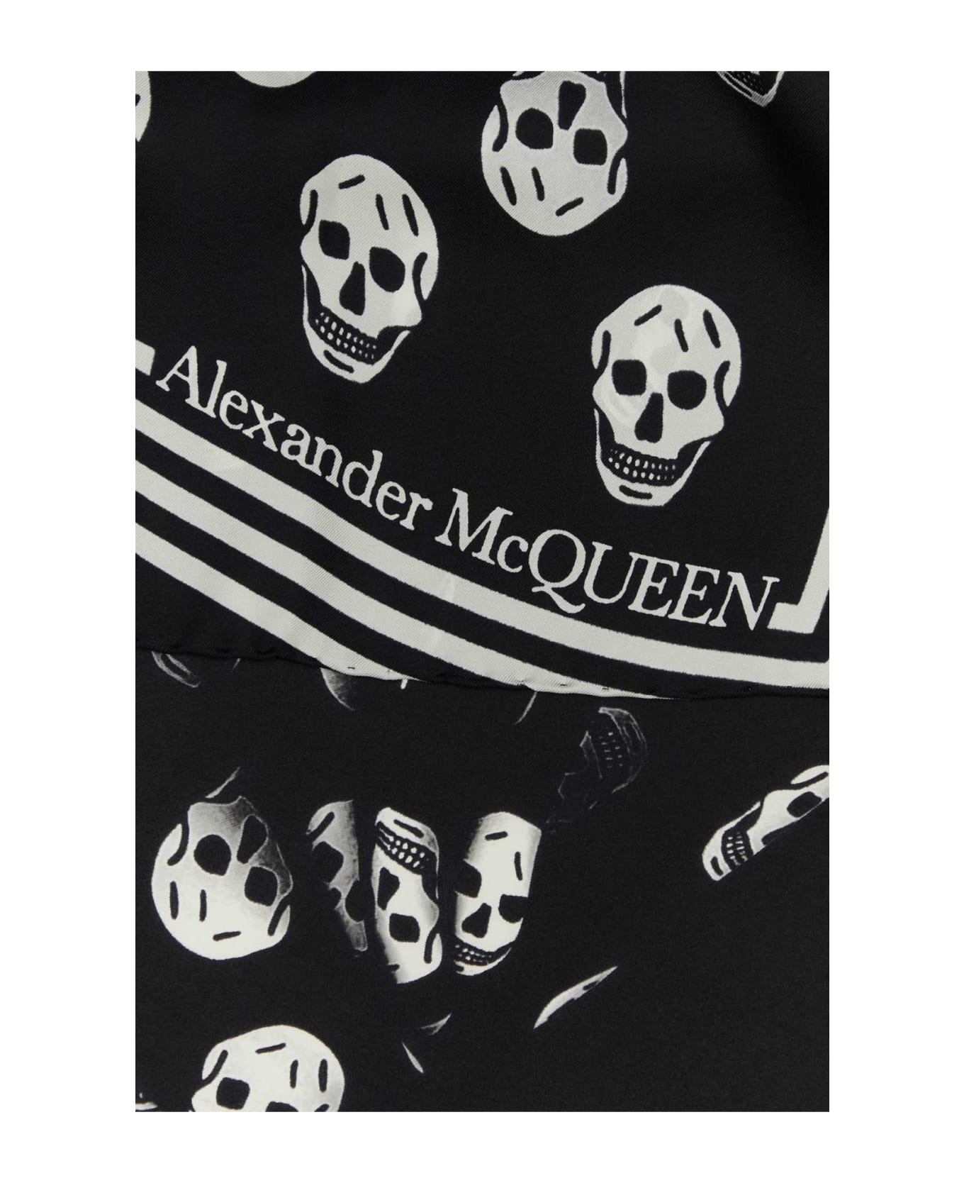Alexander McQueen Printed Satin Foulard - BLACKIVORY スカーフ