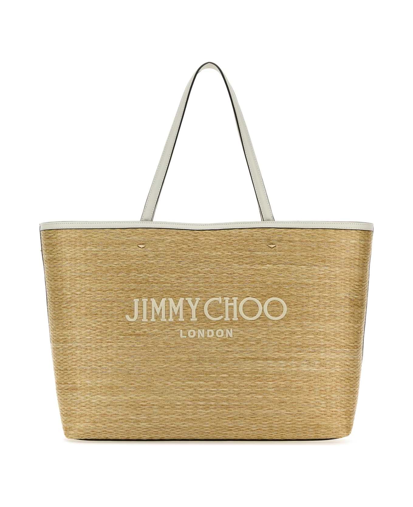 Jimmy Choo Raffia Marli/s Shopping Bag - NATURALLIGHTGOLD