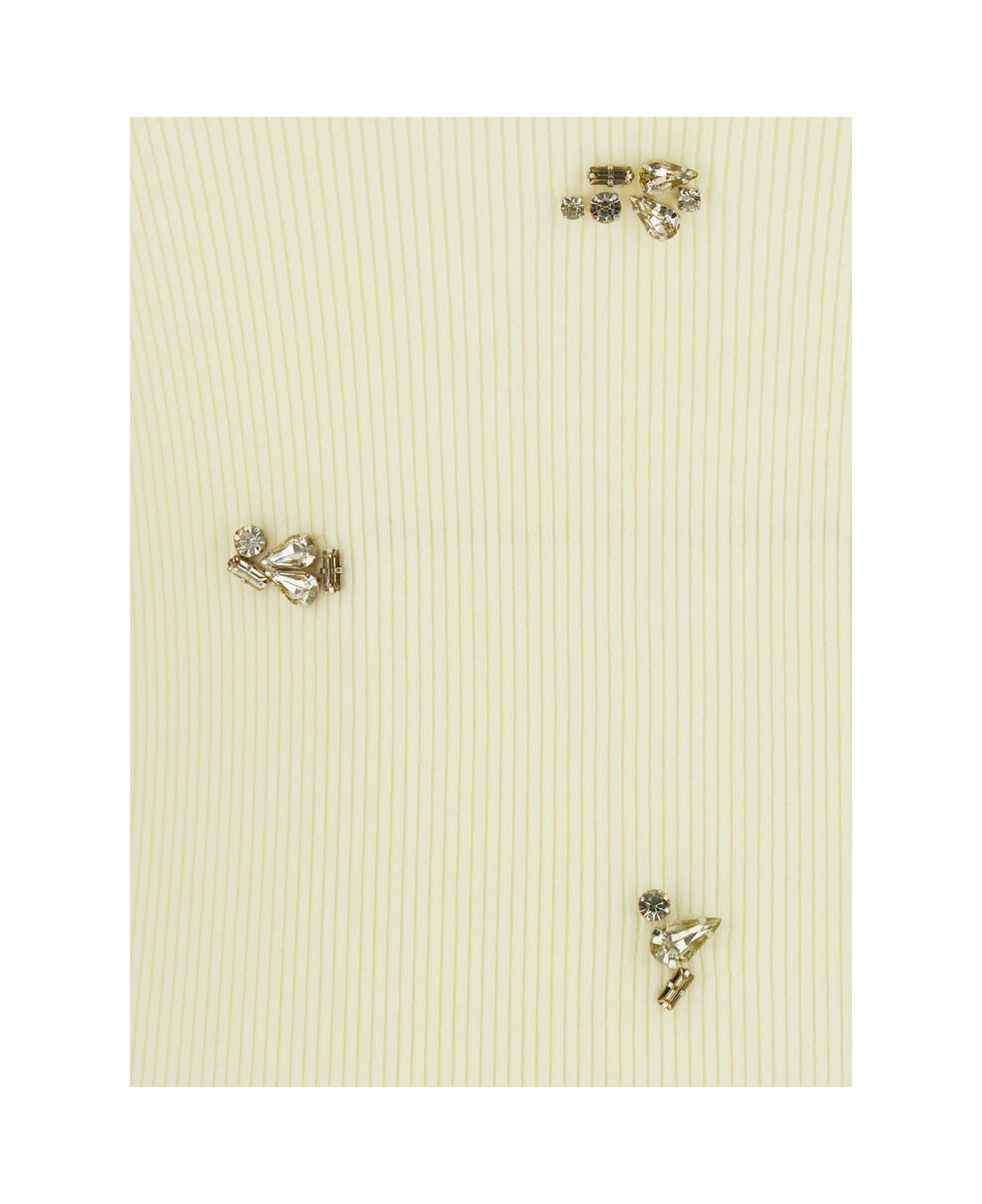 Des Phemmes Green Top With Crystals Decorations On The Front In Cotton Woman - Green
