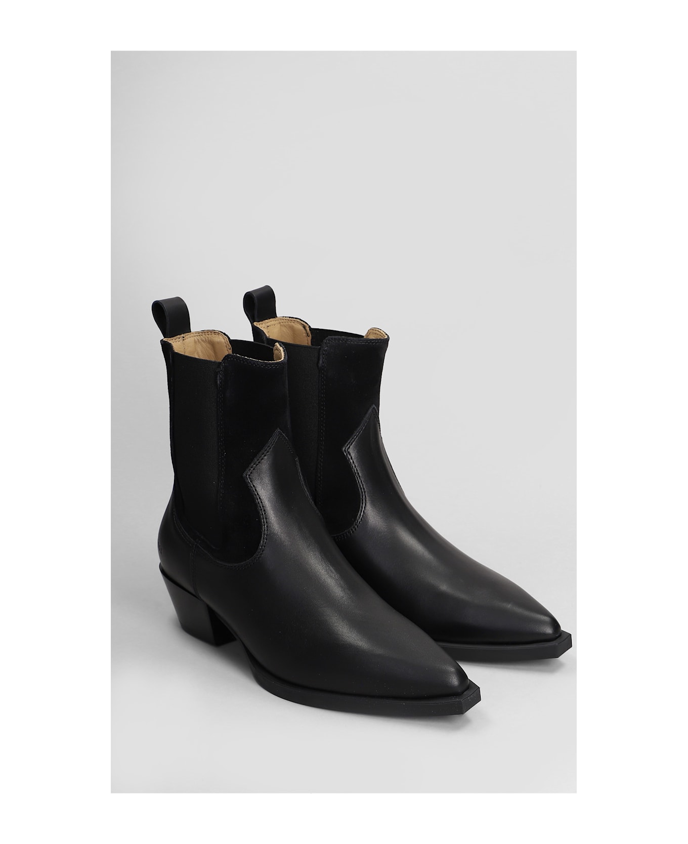 Copenhagen Cph 217 Texan Ankle Boots In Black Leather - black