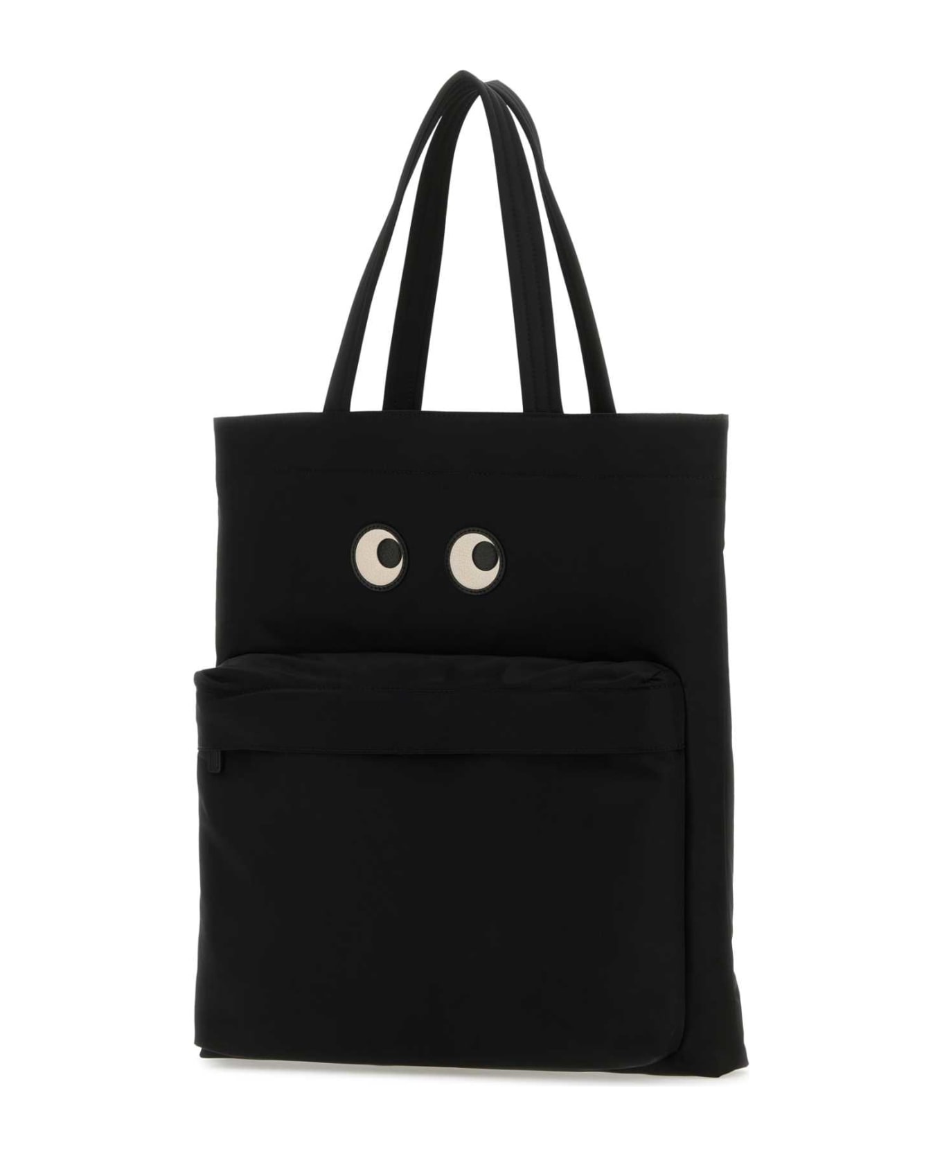 Anya Hindmarch Black Nylon Eyes Shopping Bag - BLACK