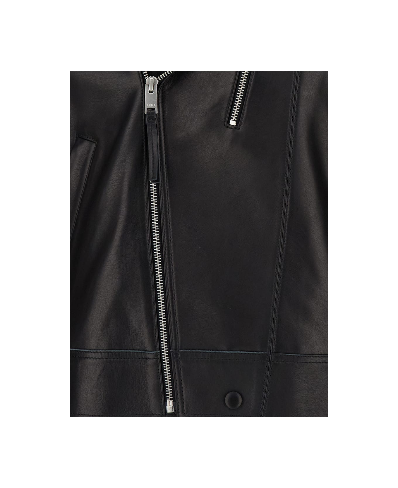 ARMA Black Biker Jacket With Zip Fastening Man - Black