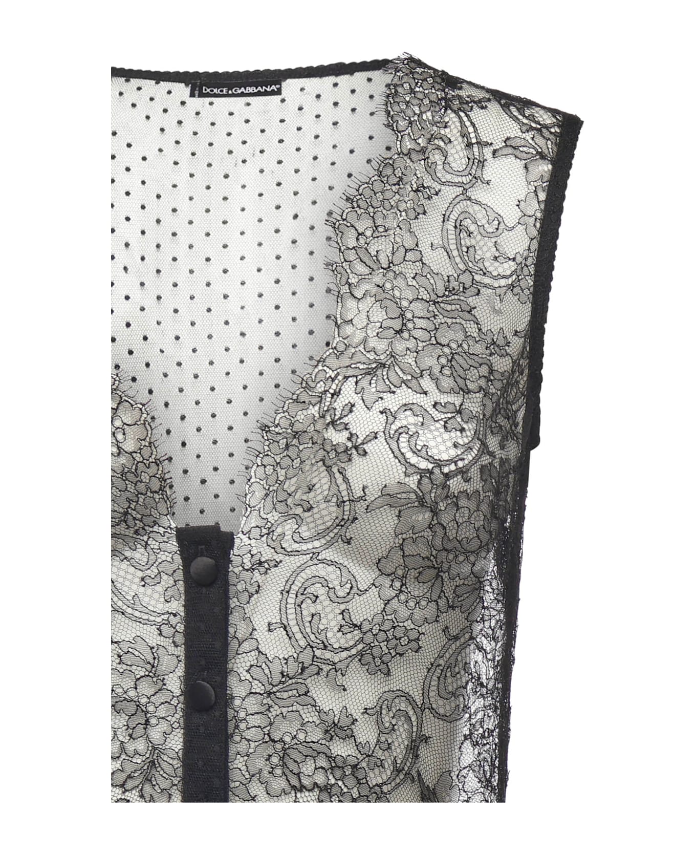 Dolce 
Gabbana Textured Plumetis Bodysuit - Black