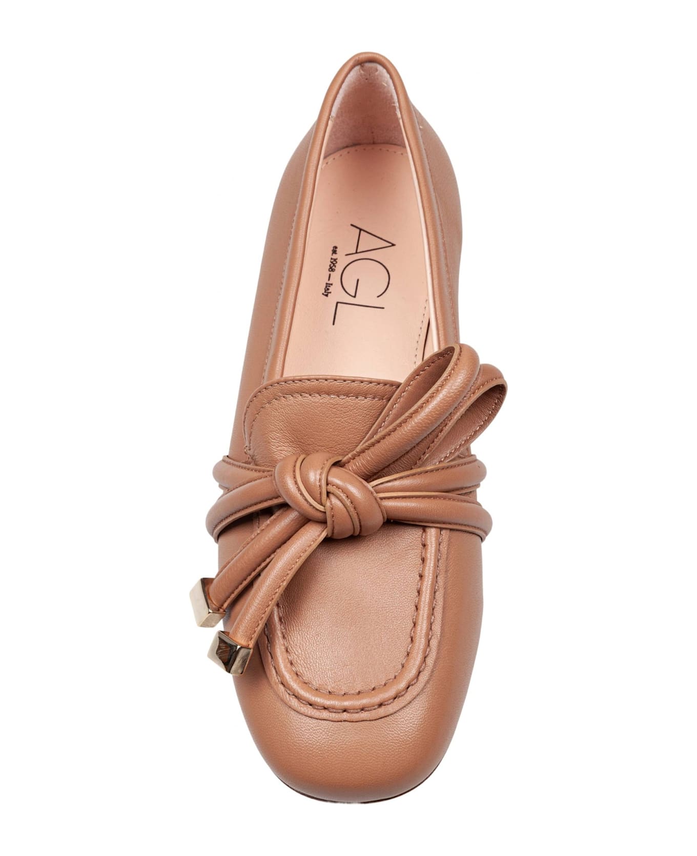 AGL Moccasin Ribbon Moc In Leather Color Cocoa - COCOA