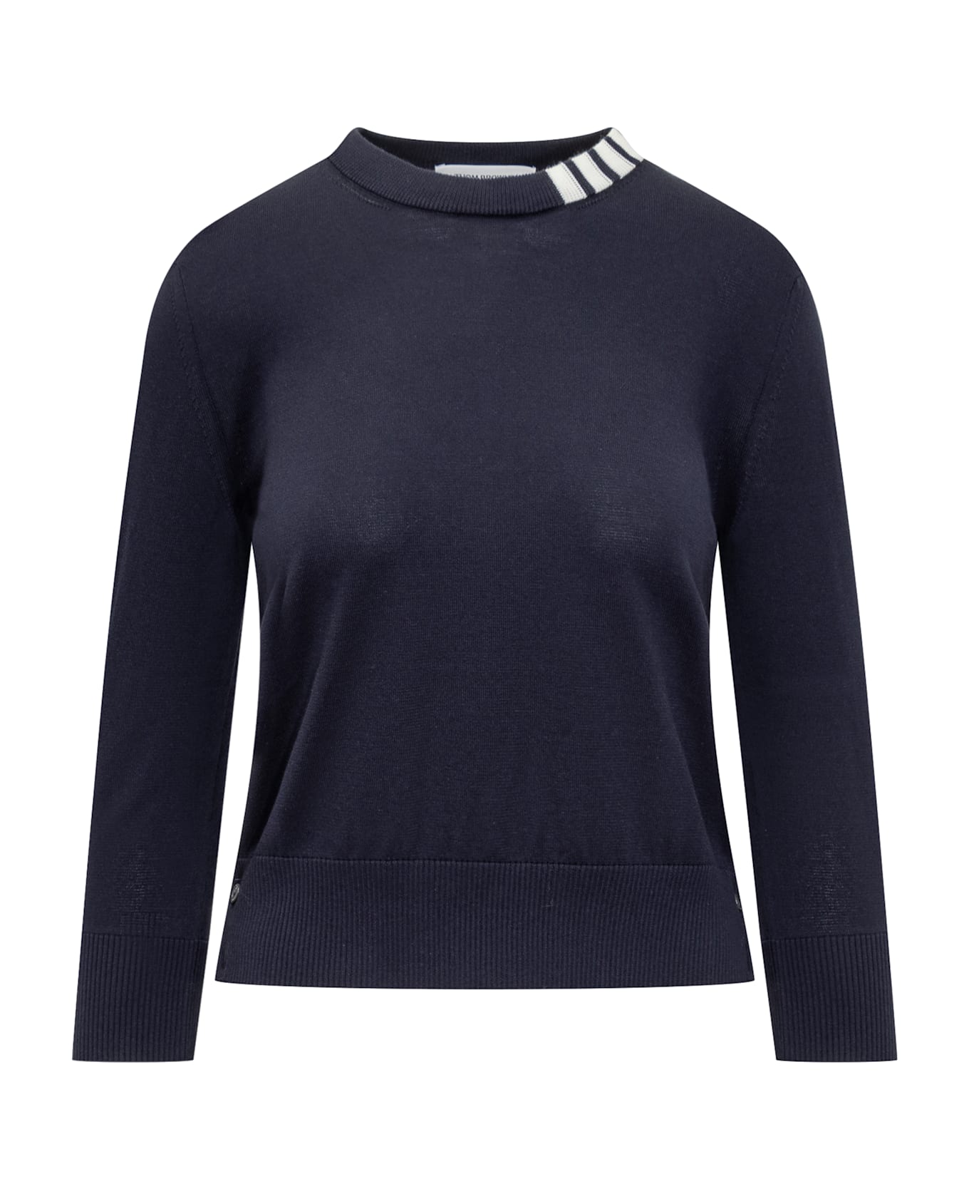 Thom Browne Navy Blue Cotton Sweater - NAVY