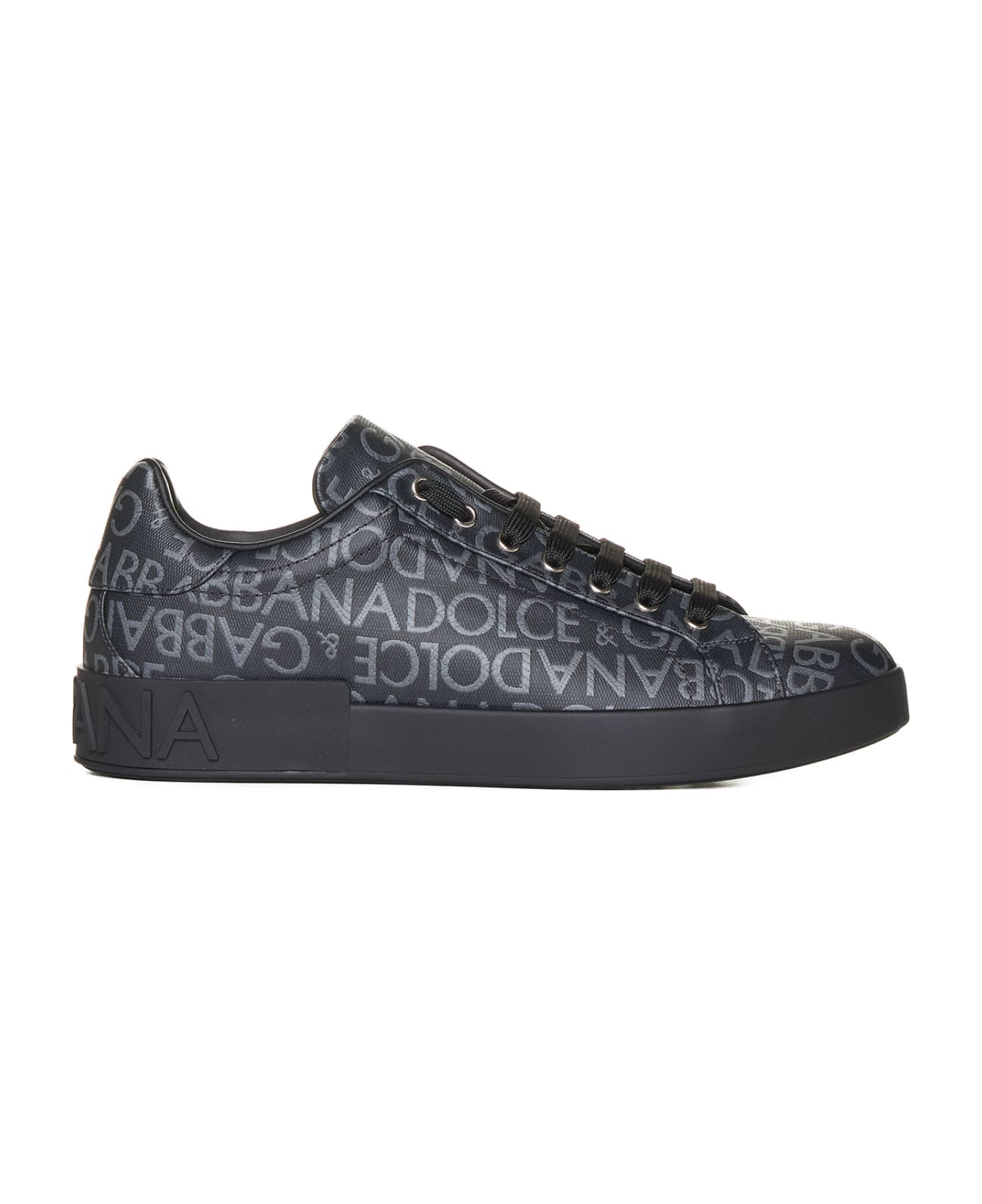 Dolce & Gabbana Portofino Jacquard Sneakers - Black / Grey