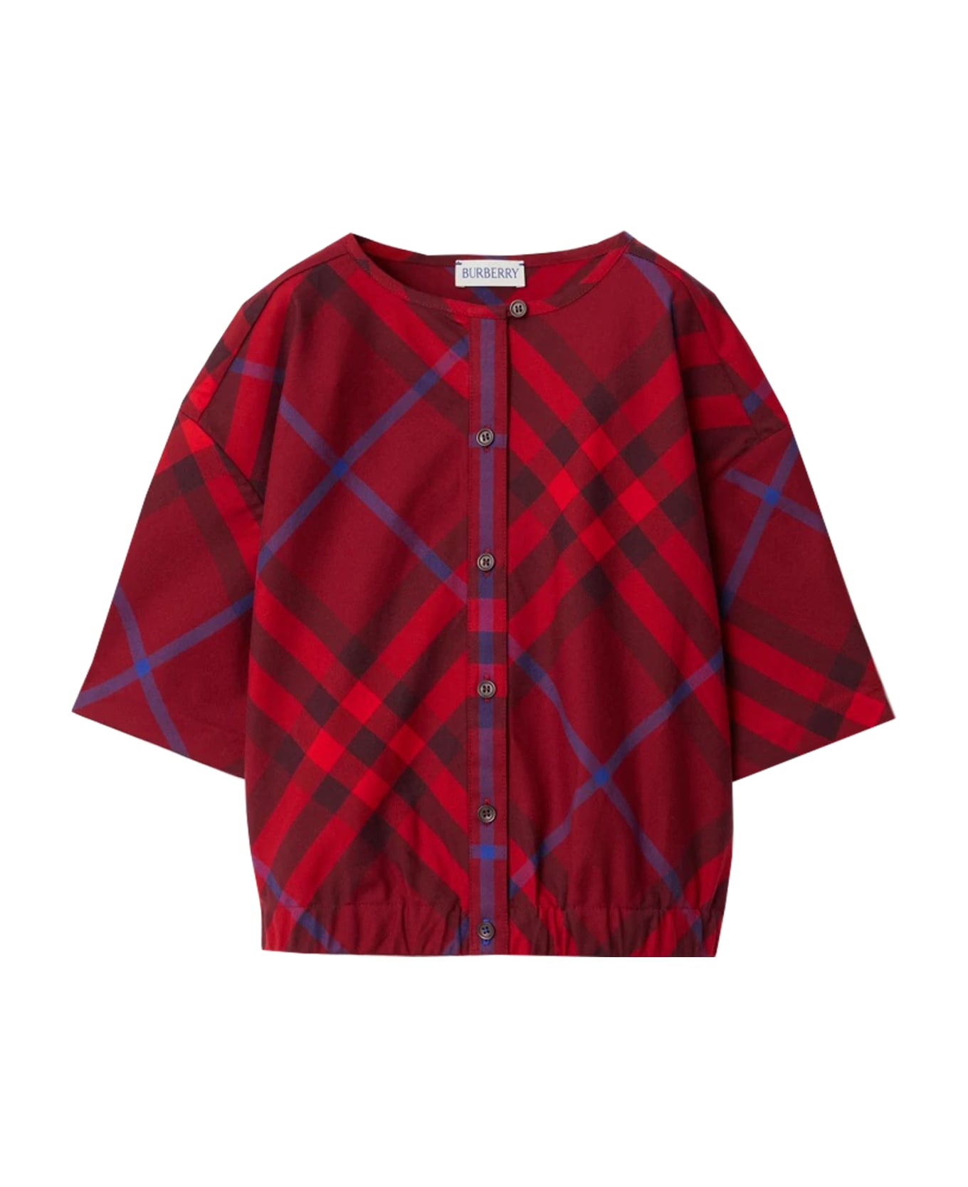 Burberry Check Cotton Blouse - Red