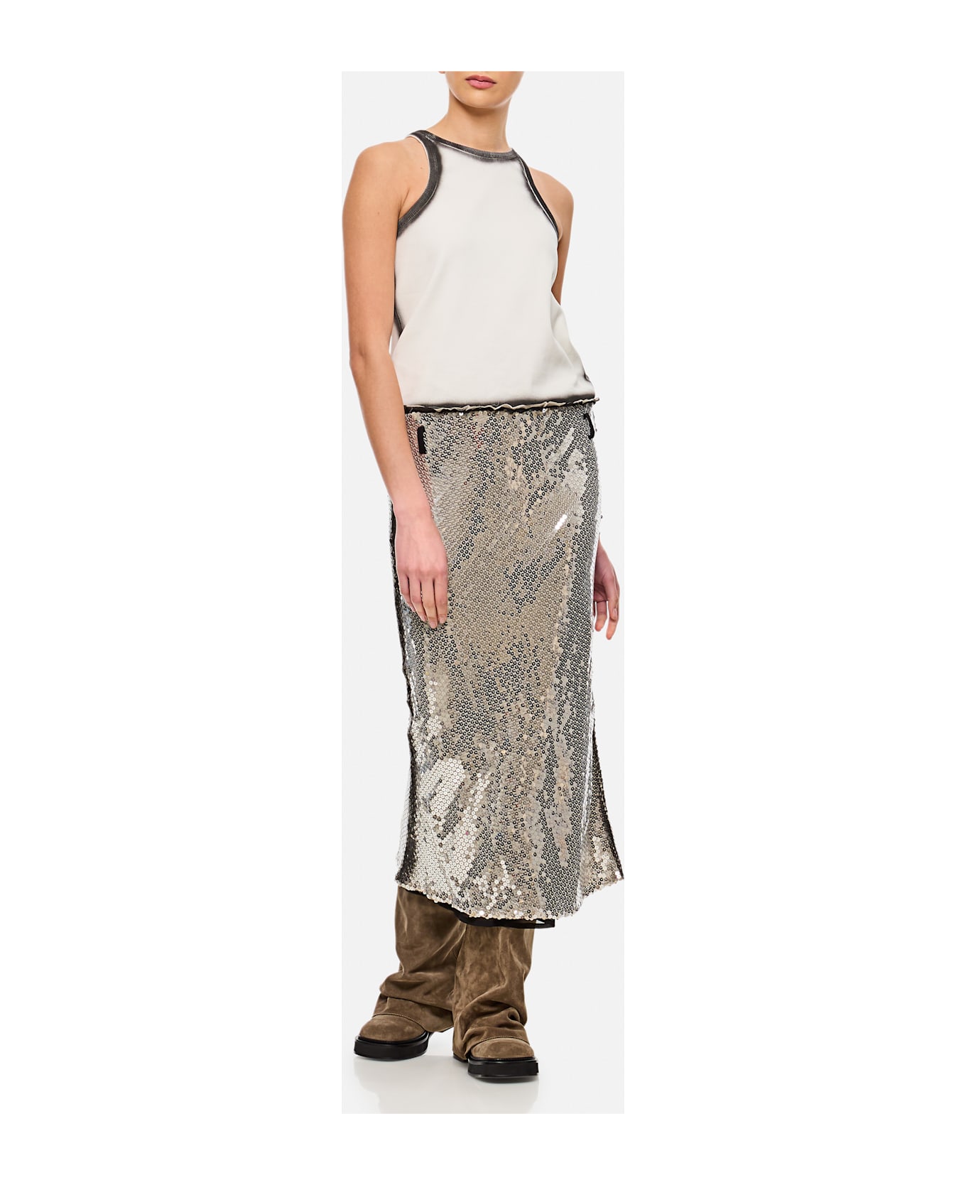 The Attico White And Silver Midi Dress - MultiColour