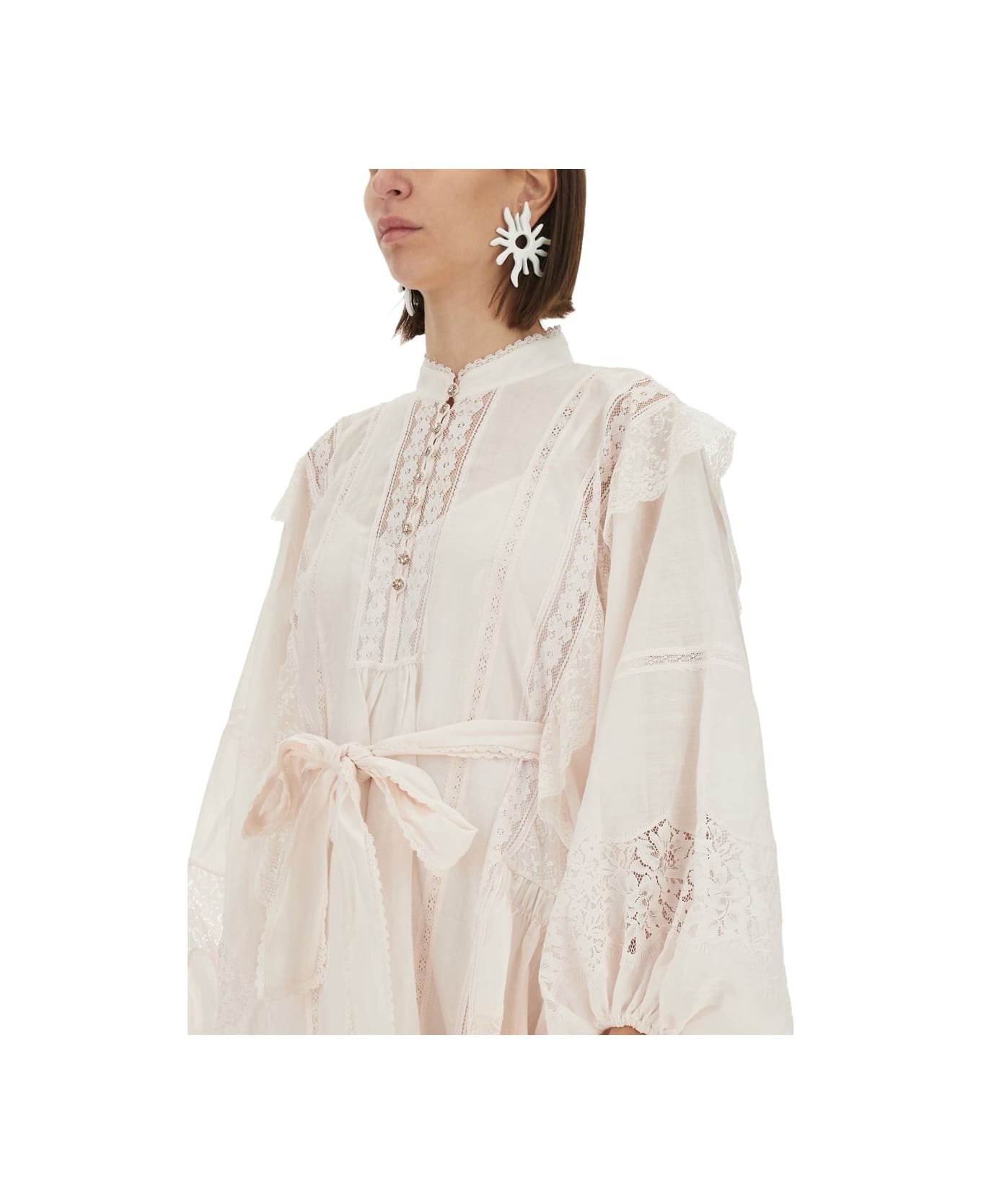 Zimmermann Dress Woman In Rose-pink Ramie - Shell