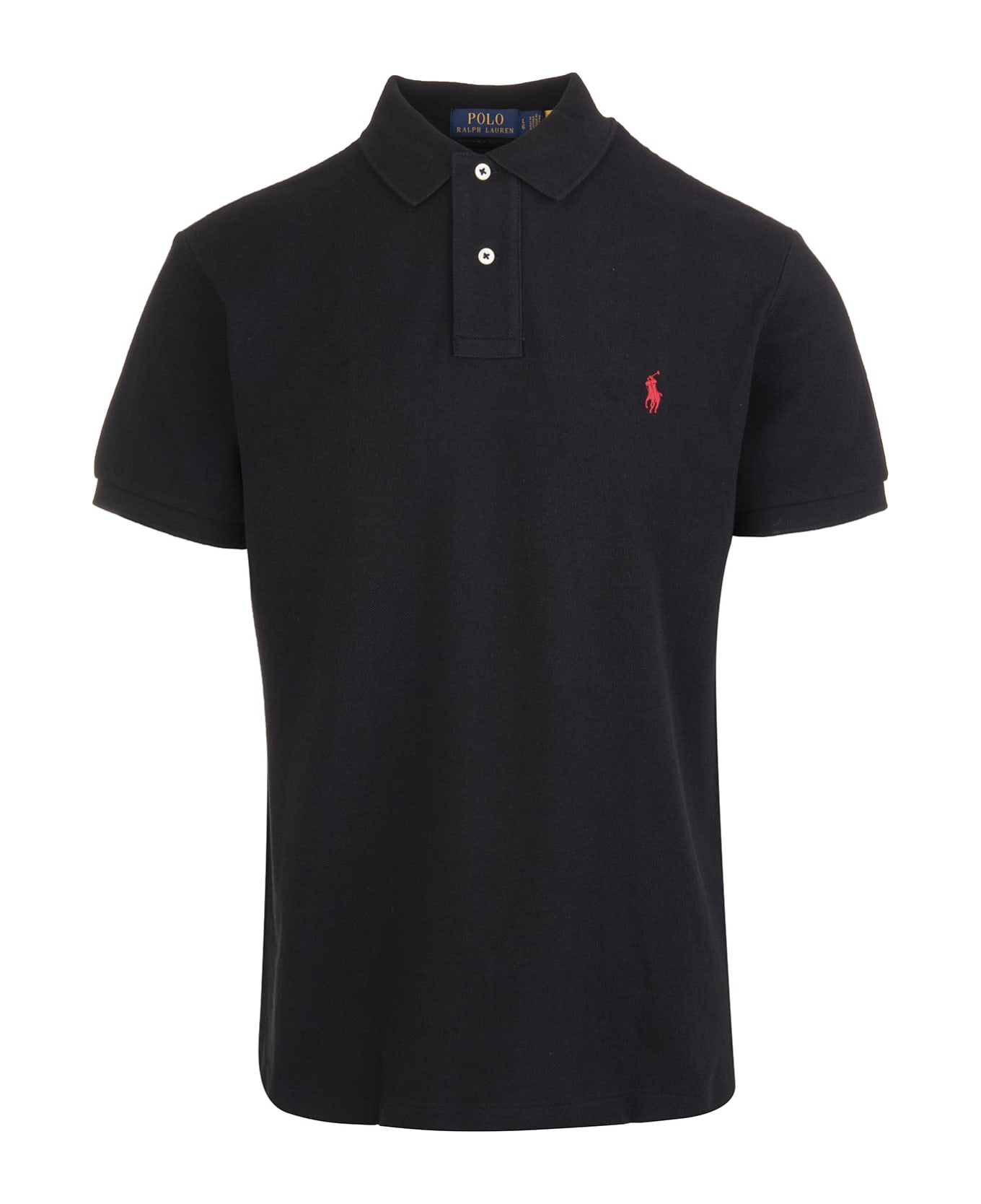 Ralph Lauren Black And Red Slim-fit Pique Polo Shirt - Black