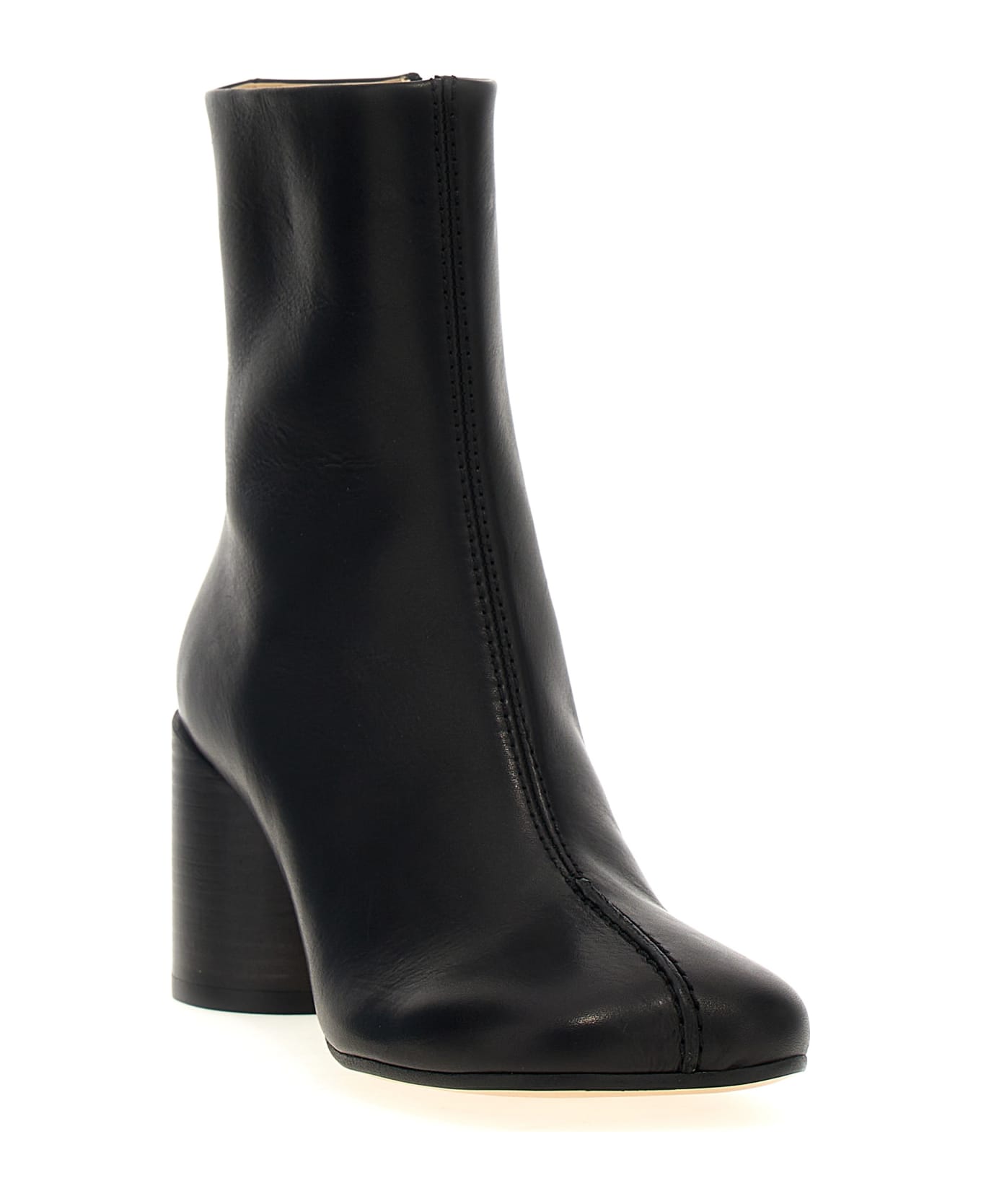 MM6 Maison Margiela Stitch-out Leather Ankle Boots - Black