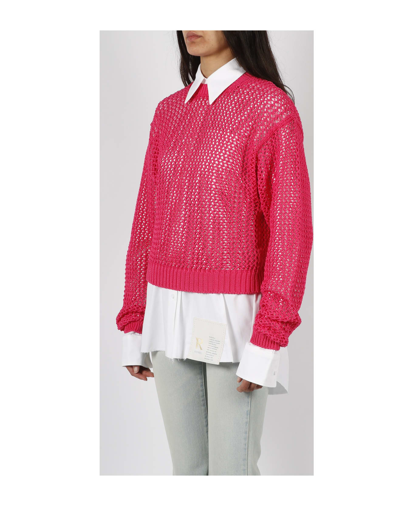 Ramael Bio Cable Crewneck Sweater - Pink & Purple ニットウェア