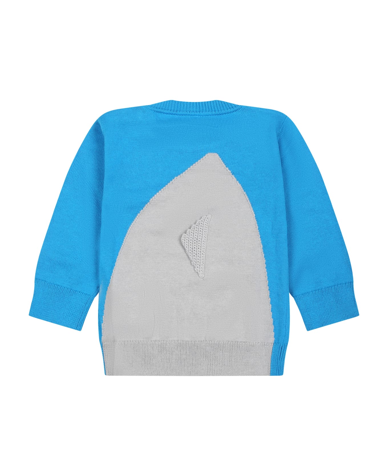 Stella McCartney Kids Light Blue Sweater For Baby Boy With Shark - Light Blue