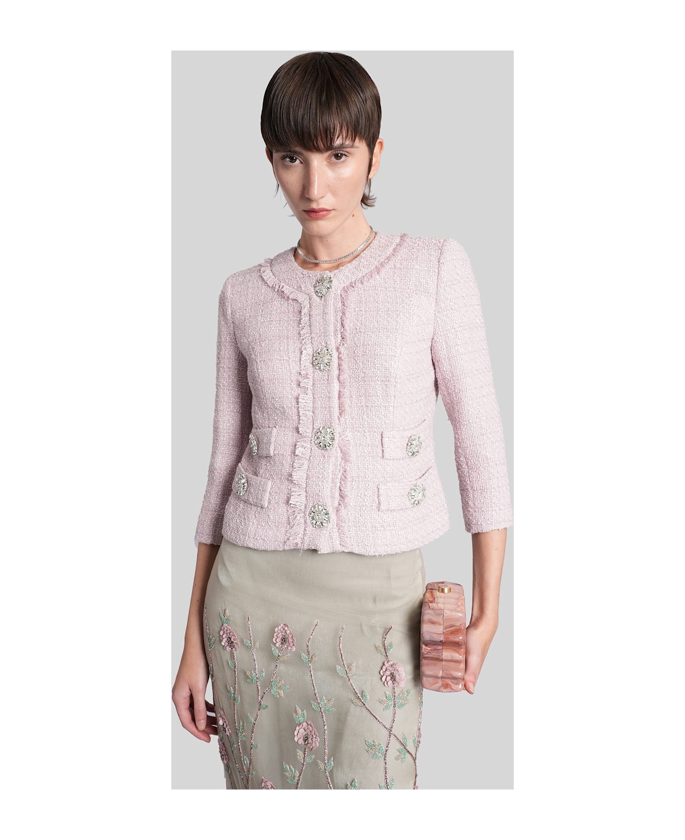 Costarellos Macie Casual Jacket In Rose-pink Polyester - rose-pink