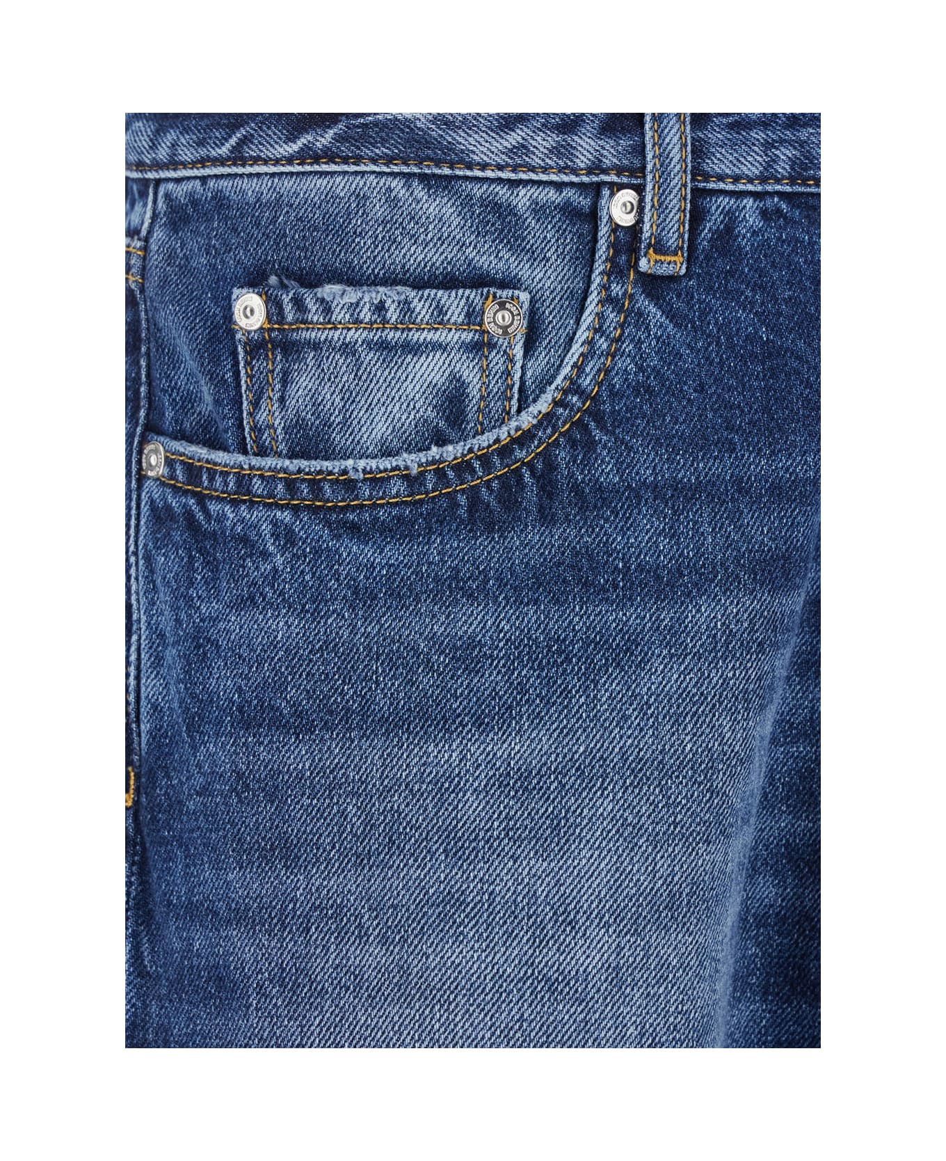 Icon Denim 'kanye' Blue 5-pocket Jeans With Logo Patch In Cotton Denim Man - Blu