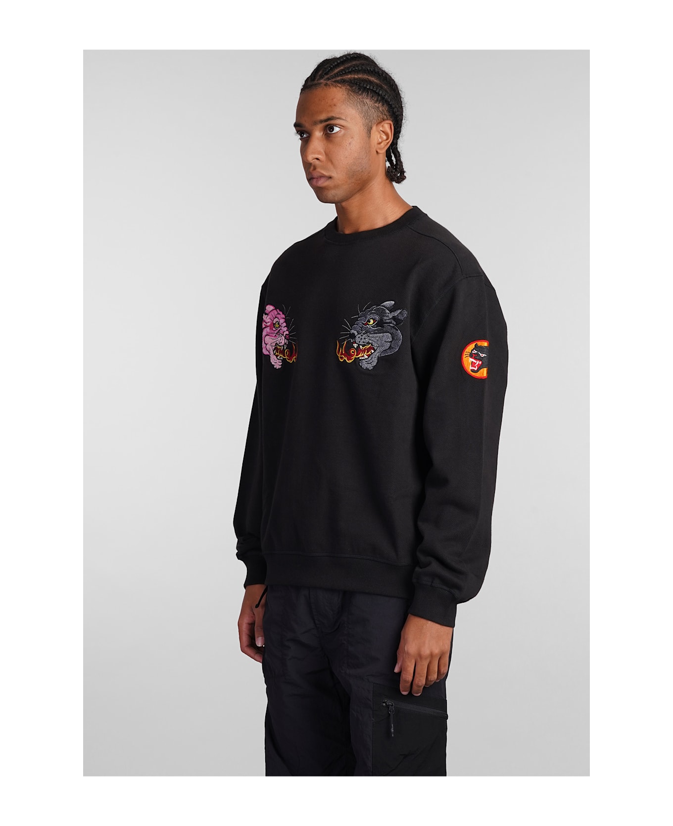 Maharishi Duality Panther Sweatshirt In Black Cotton - black