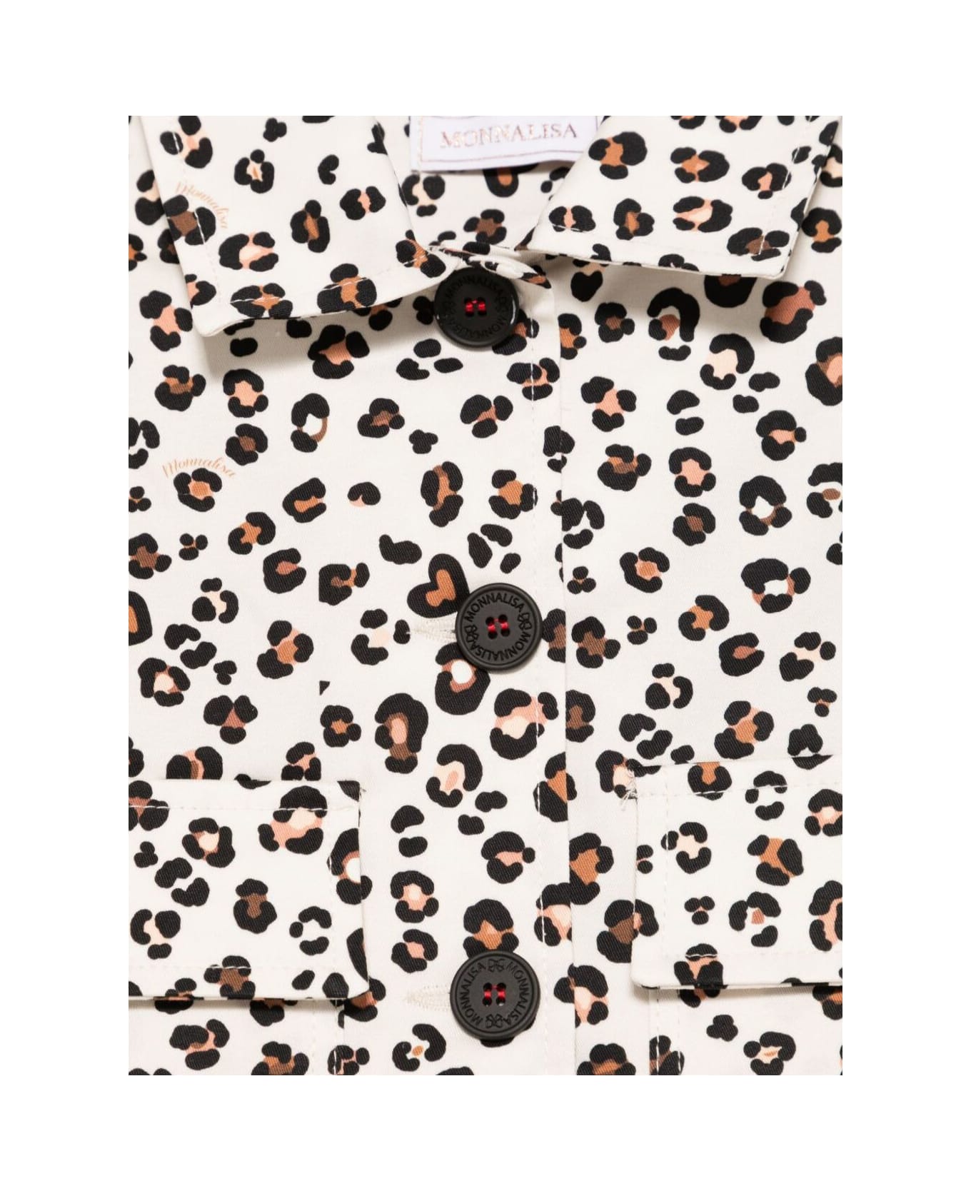 Monnalisa White Jacket With All-over Animal Print In Cotton Girls - White