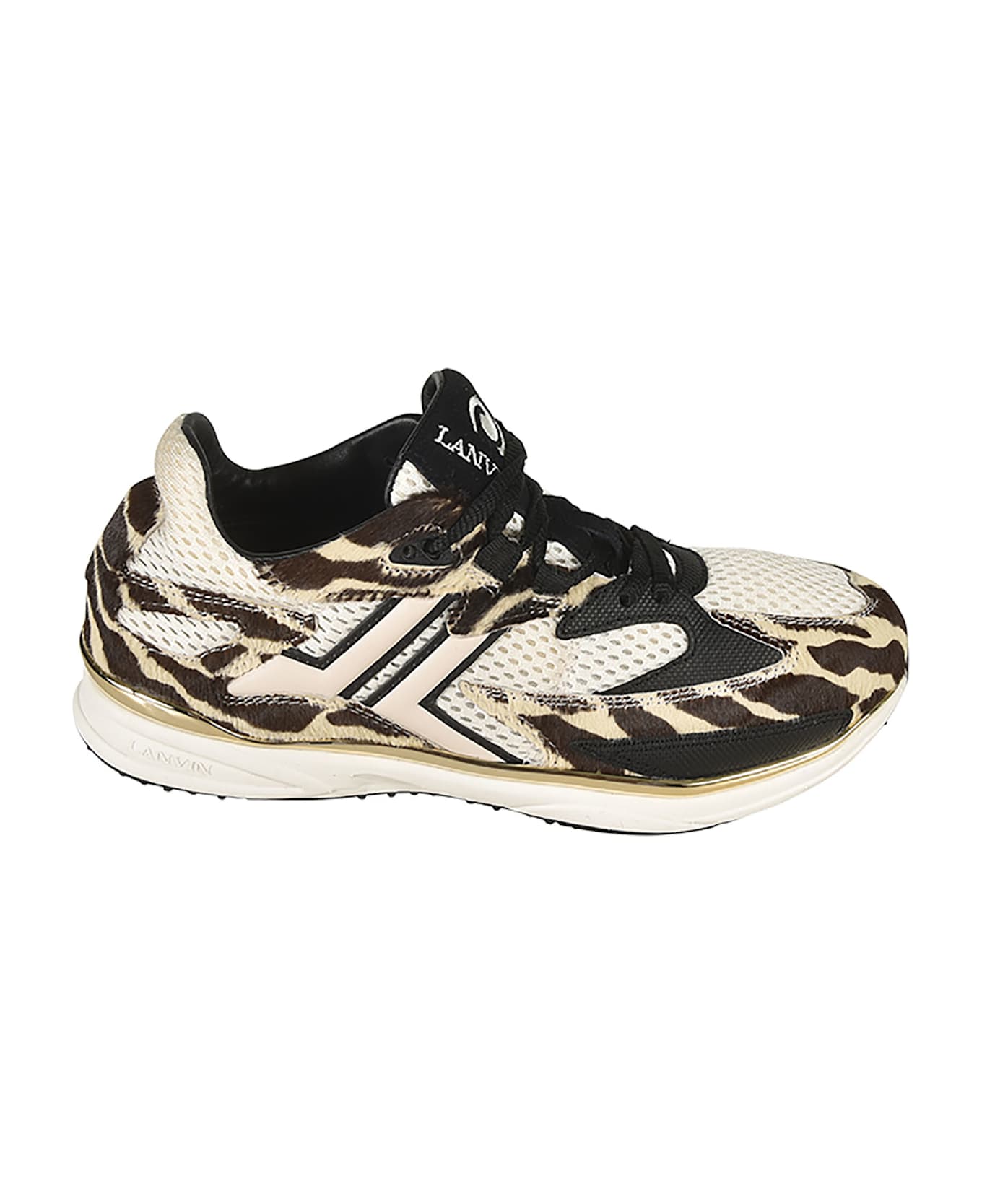 Lanvin Mesh Lace-up Sneakers - Dark Beige