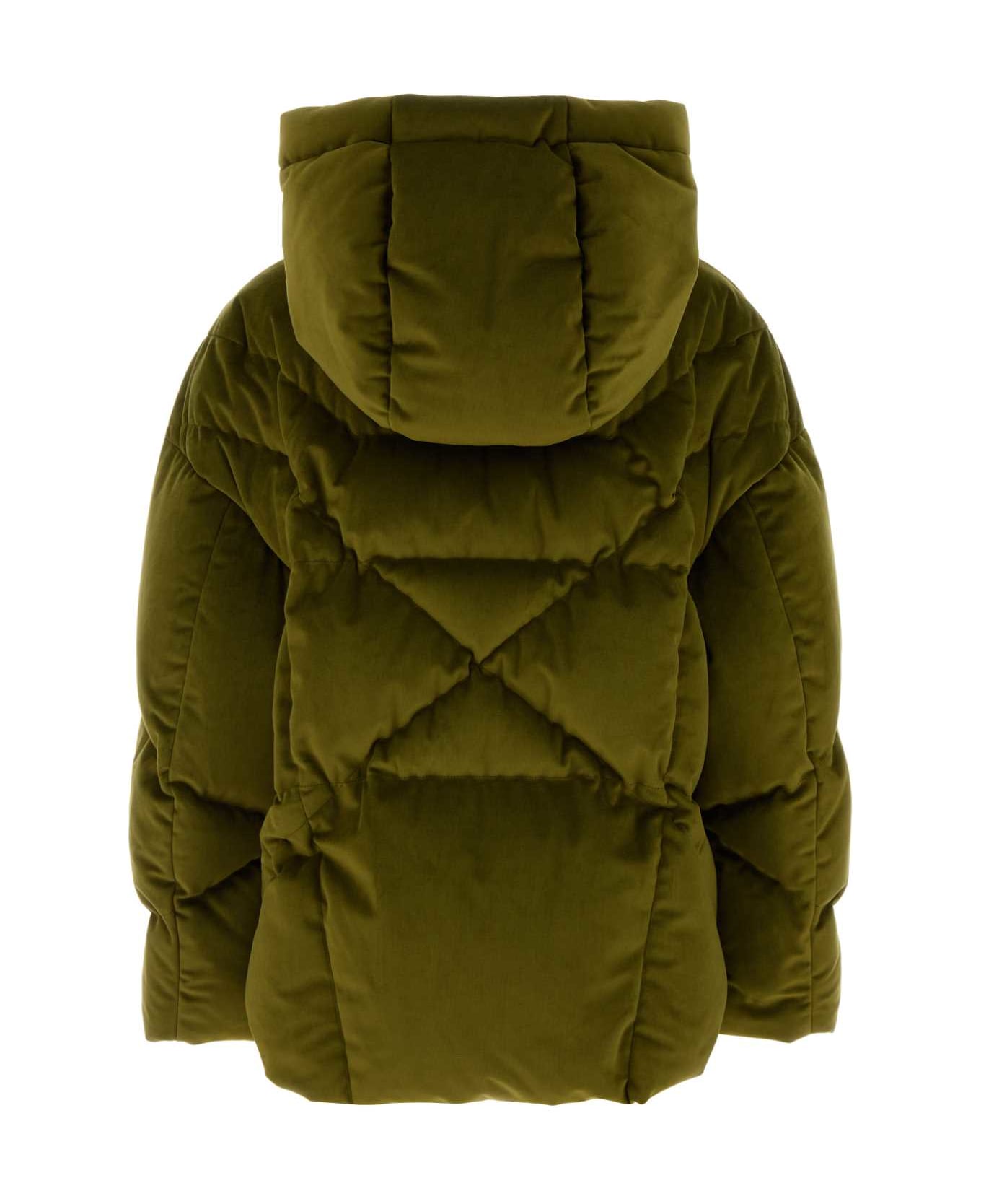 Khrisjoy Green Velvet Milano Down Jacket - OLIVEGREEN