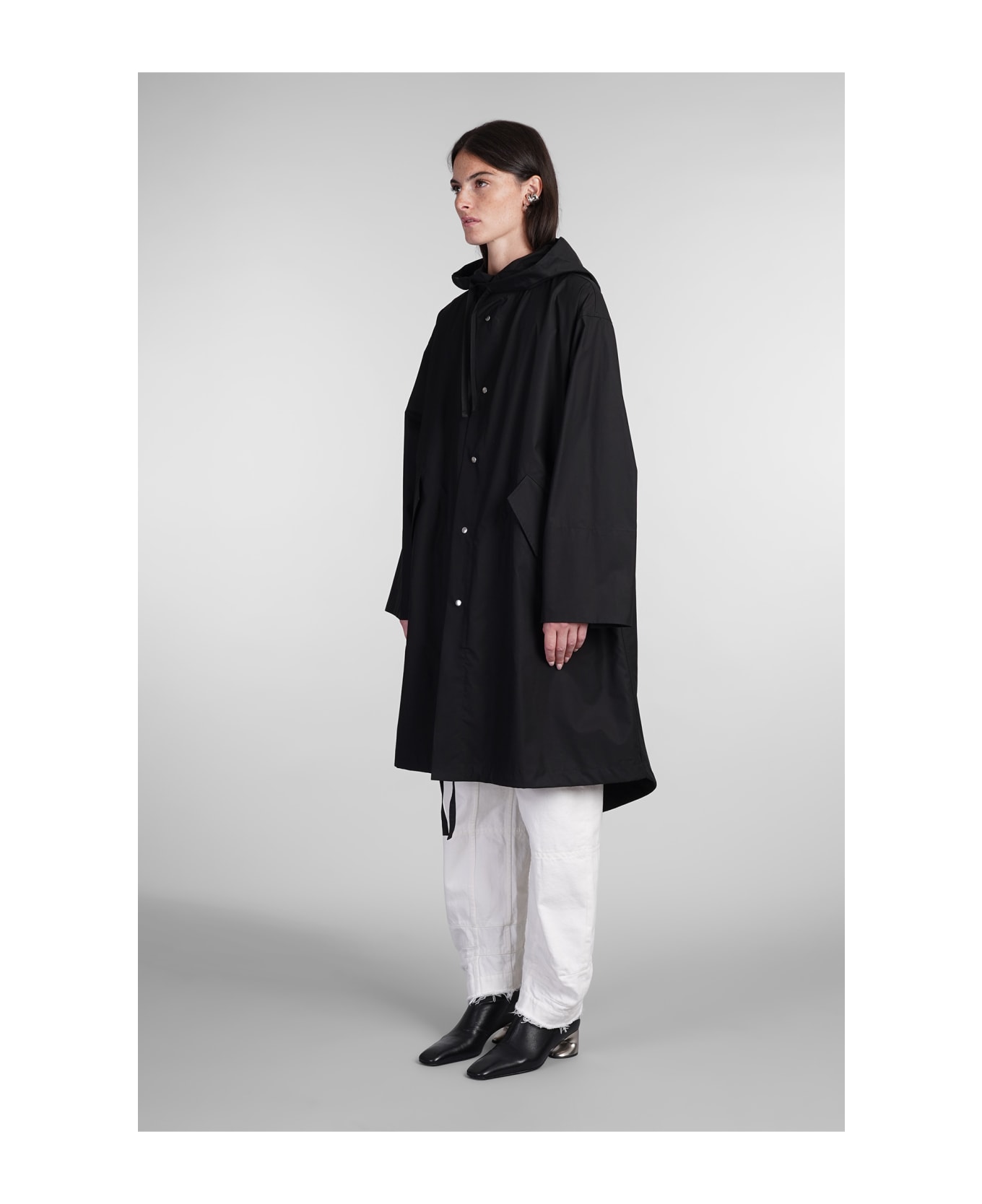 Jil Sander Black Hooded Midi Parka - Black