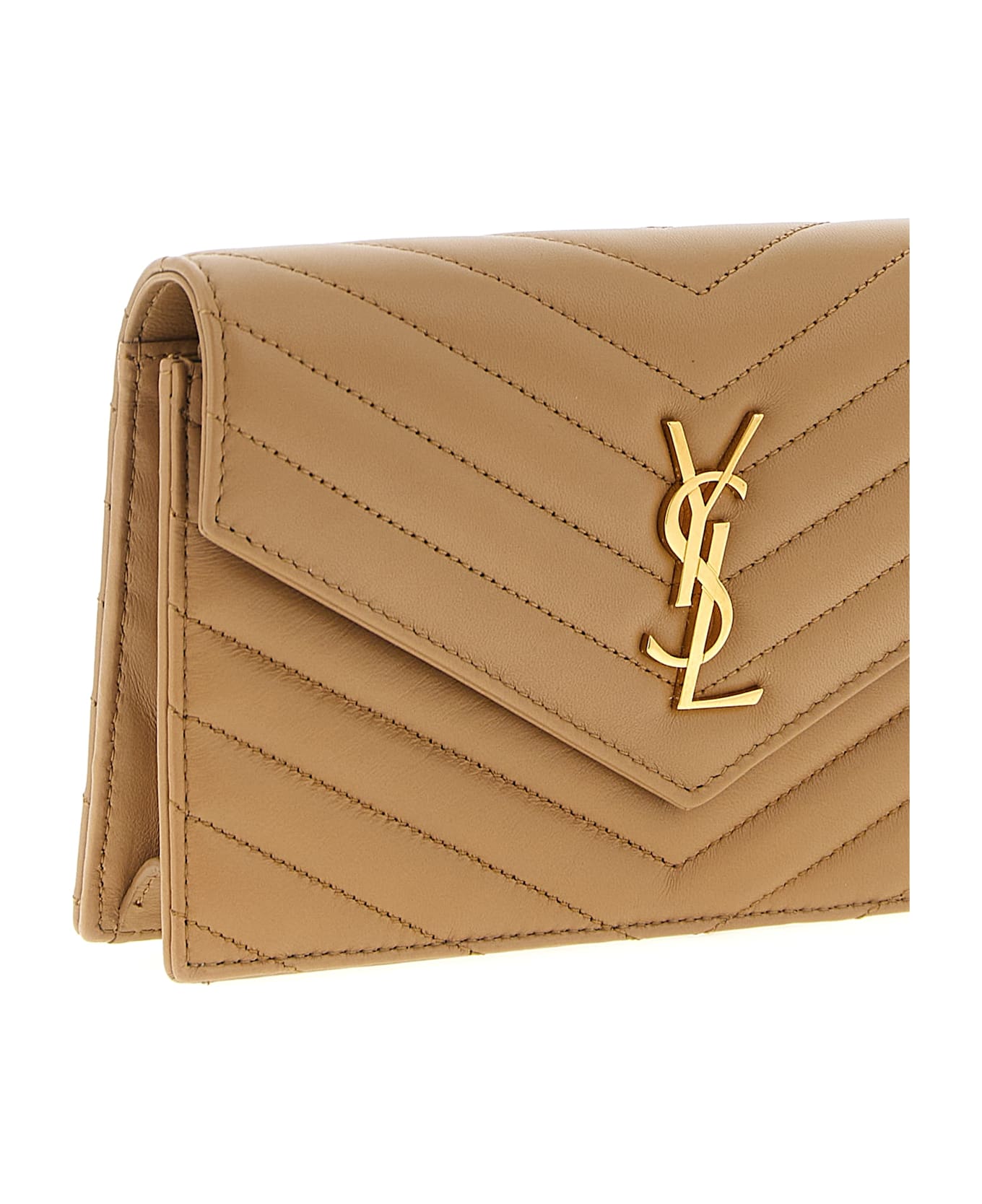 Saint Laurent 
envelope Cassandre
 Wallet On Chain - Natural Tan